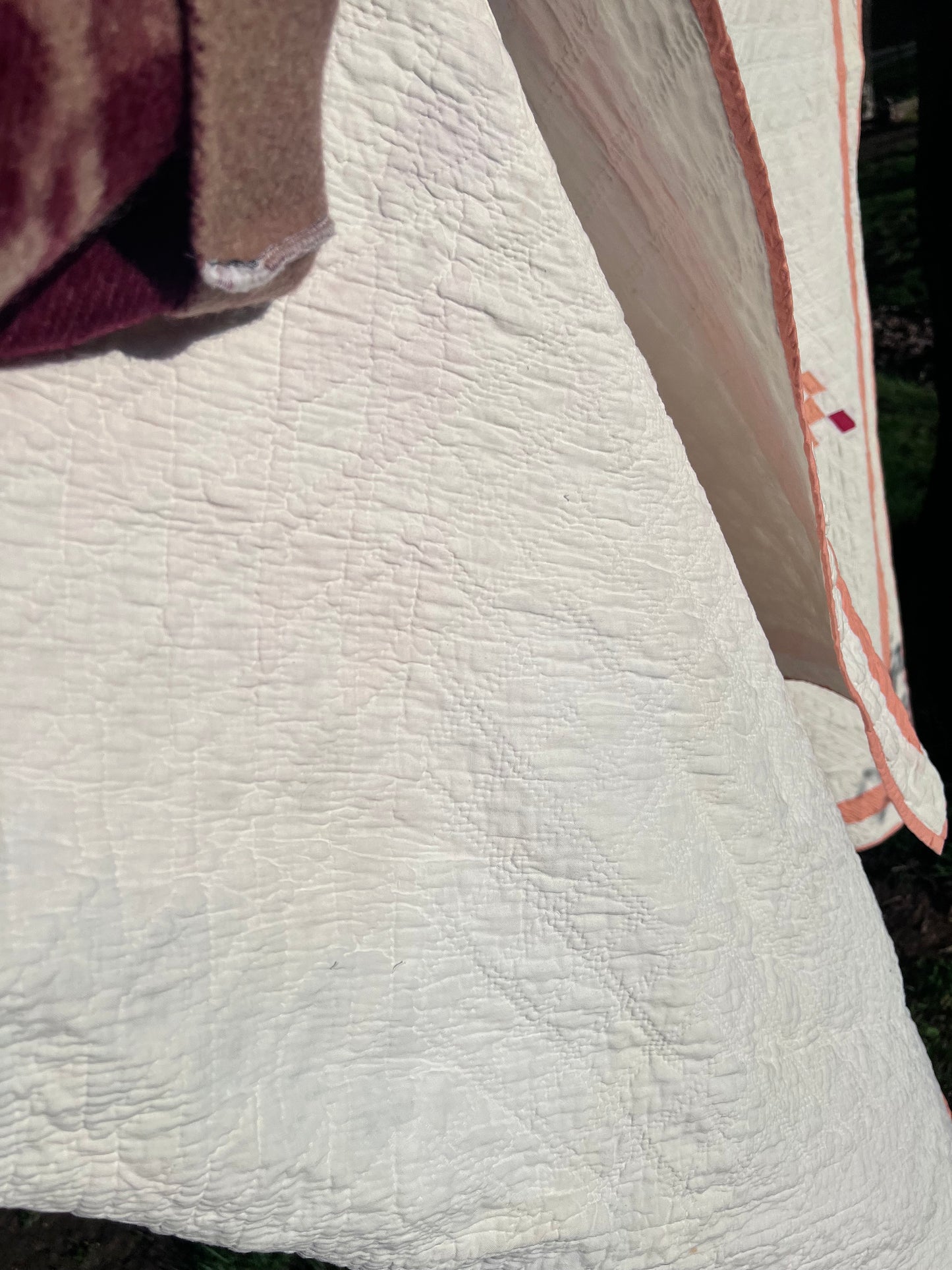 The Peach Lone Star Vintage Antique Quilt
