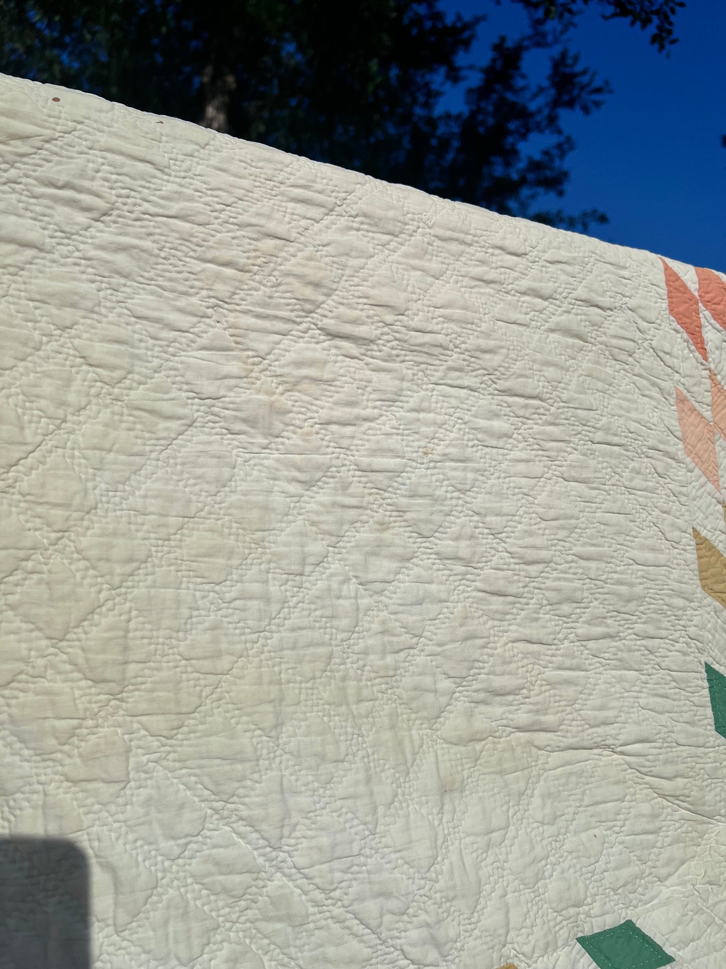The Peach Lone Star Vintage Antique Quilt