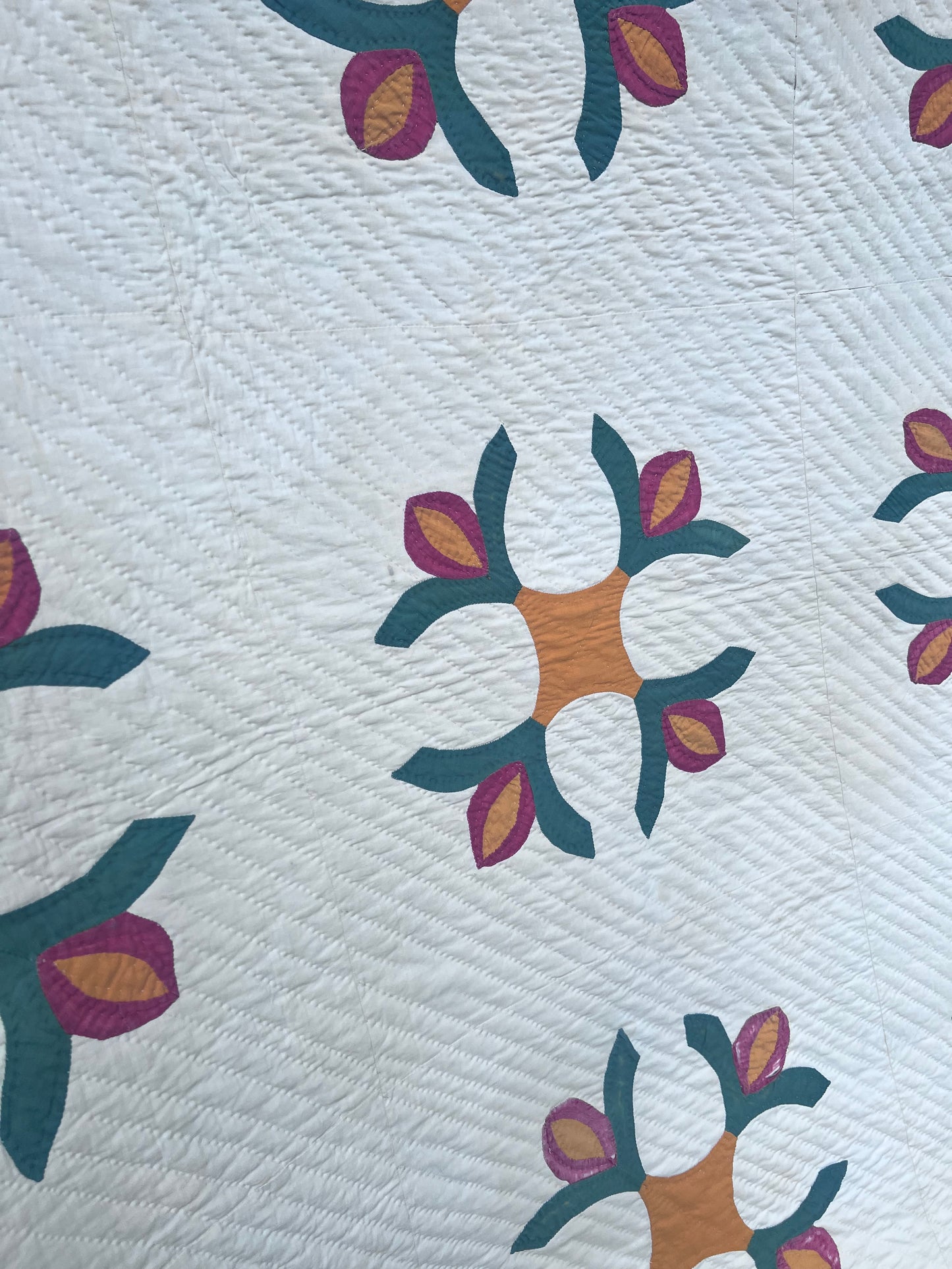 Elegant, minimalist design is a variation of the California Rose or Fuchsia Vintage Quilt Cirica late 1800s