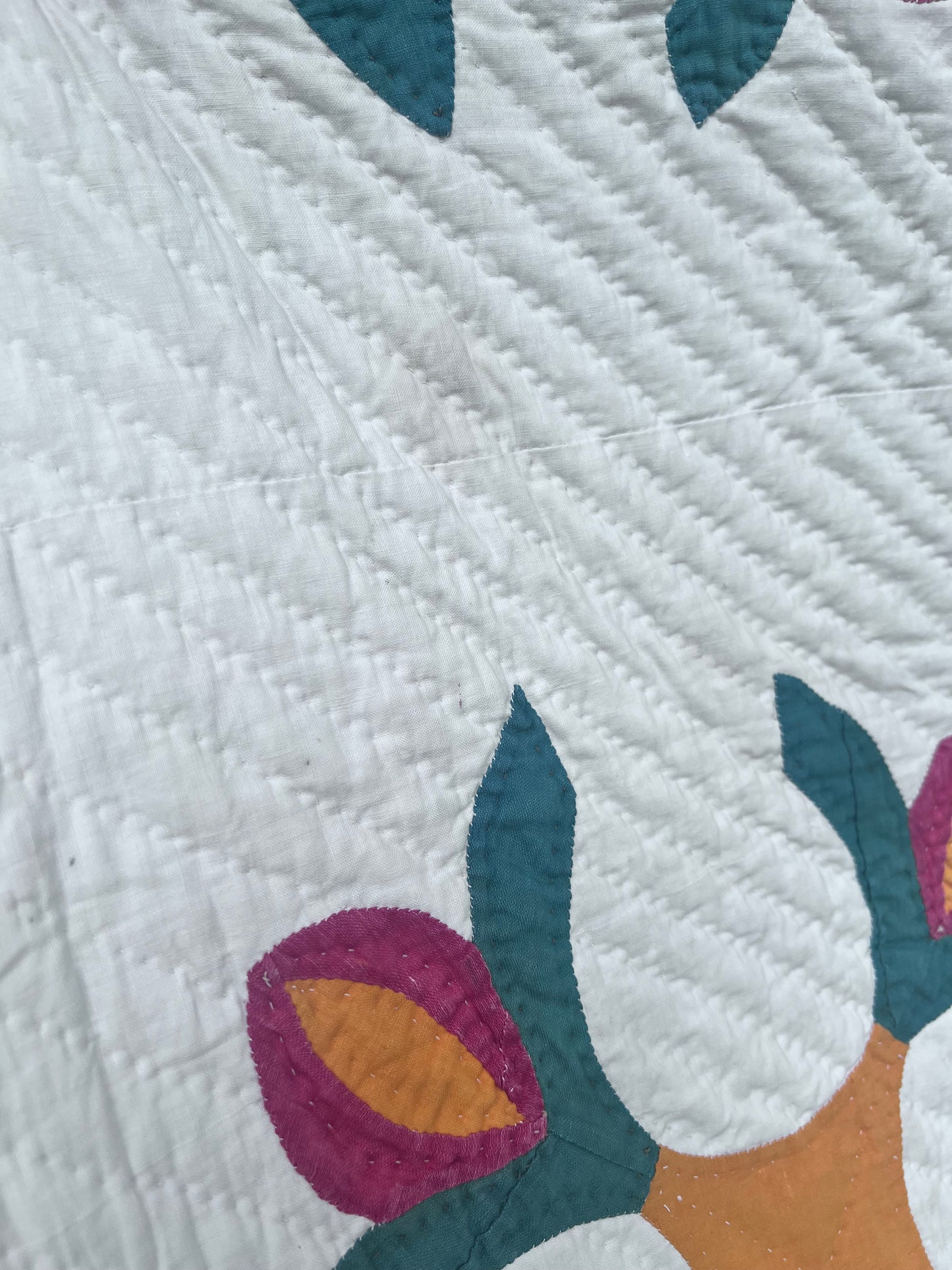 Elegant, minimalist design is a variation of the California Rose or Fuchsia Vintage Quilt Cirica late 1800s