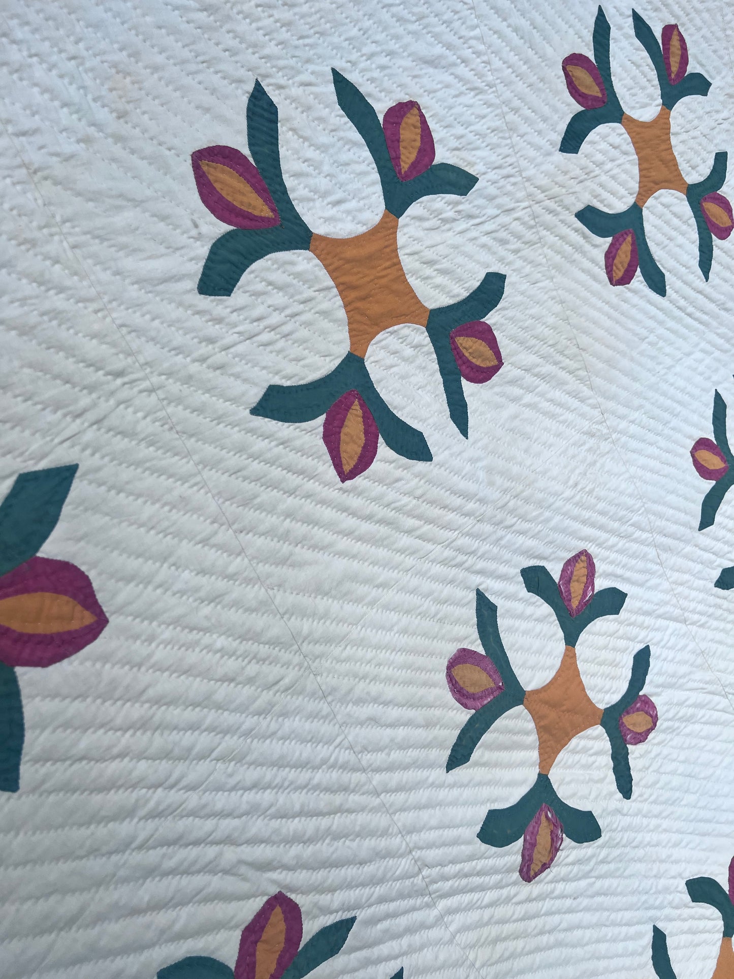 Elegant, minimalist design is a variation of the California Rose or Fuchsia Vintage Quilt Cirica late 1800s