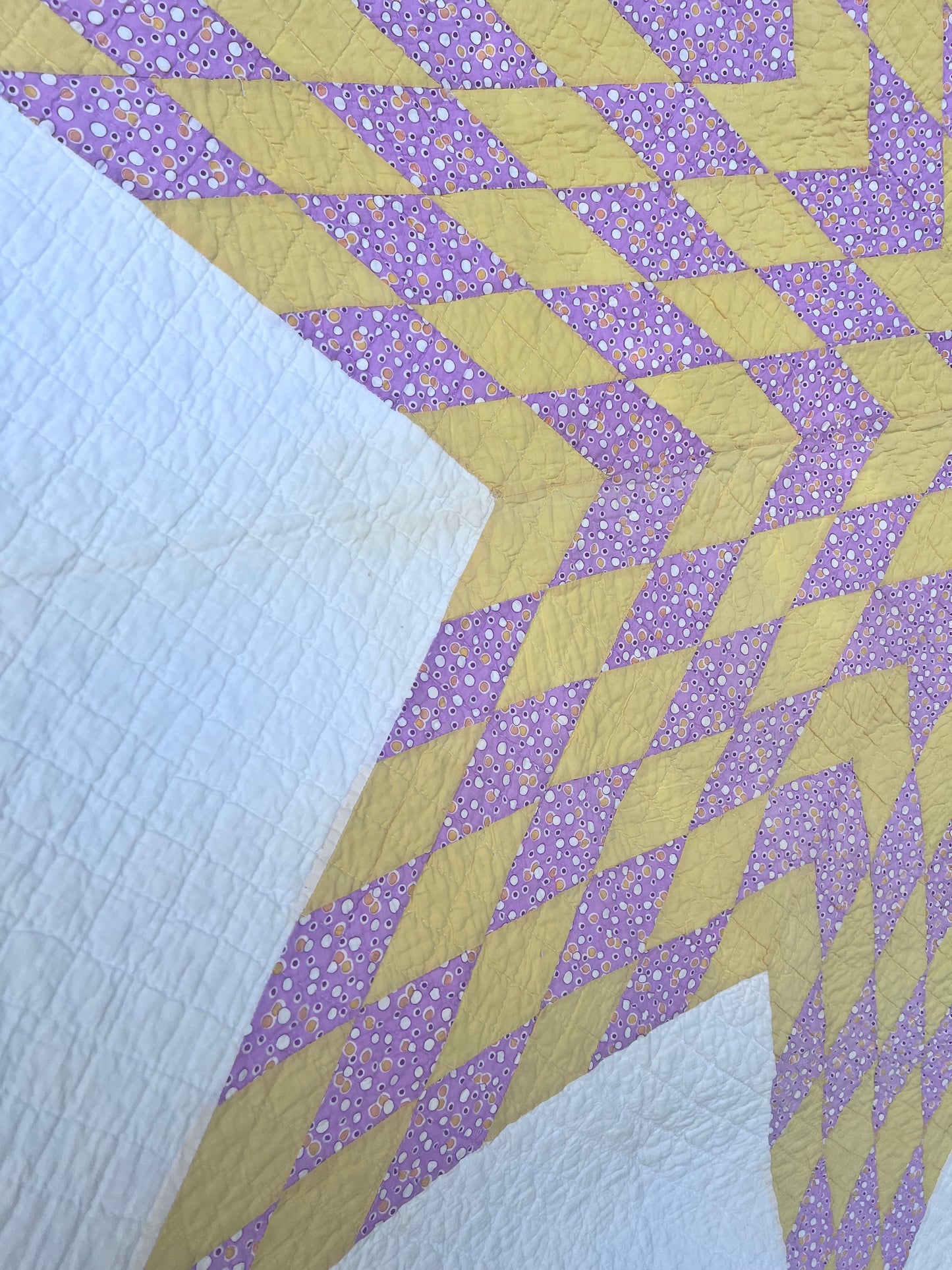 Glorious lone star, a beautiful butter yellow and lavender purple combination antique quilt