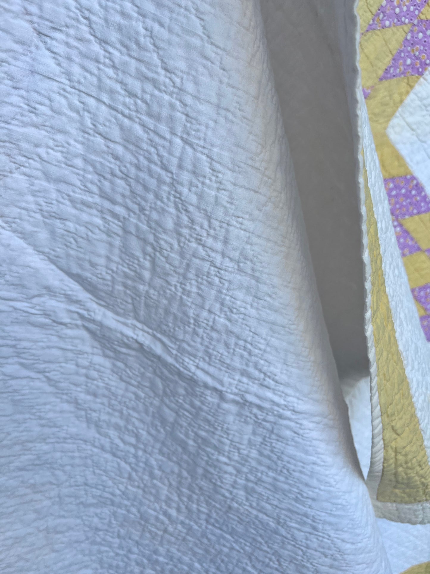 Glorious lone star, a beautiful butter yellow and lavender purple combination antique quilt