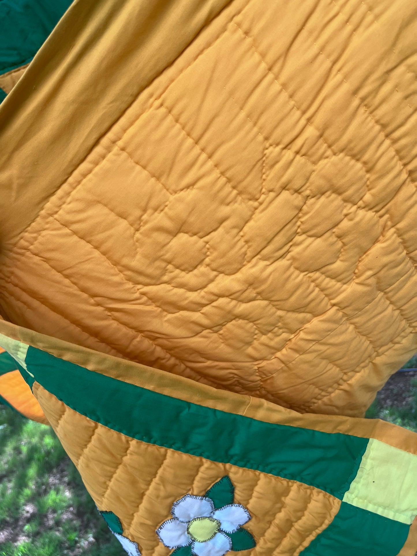 A stunning and unique dogwood floral appliqué quilt - King size