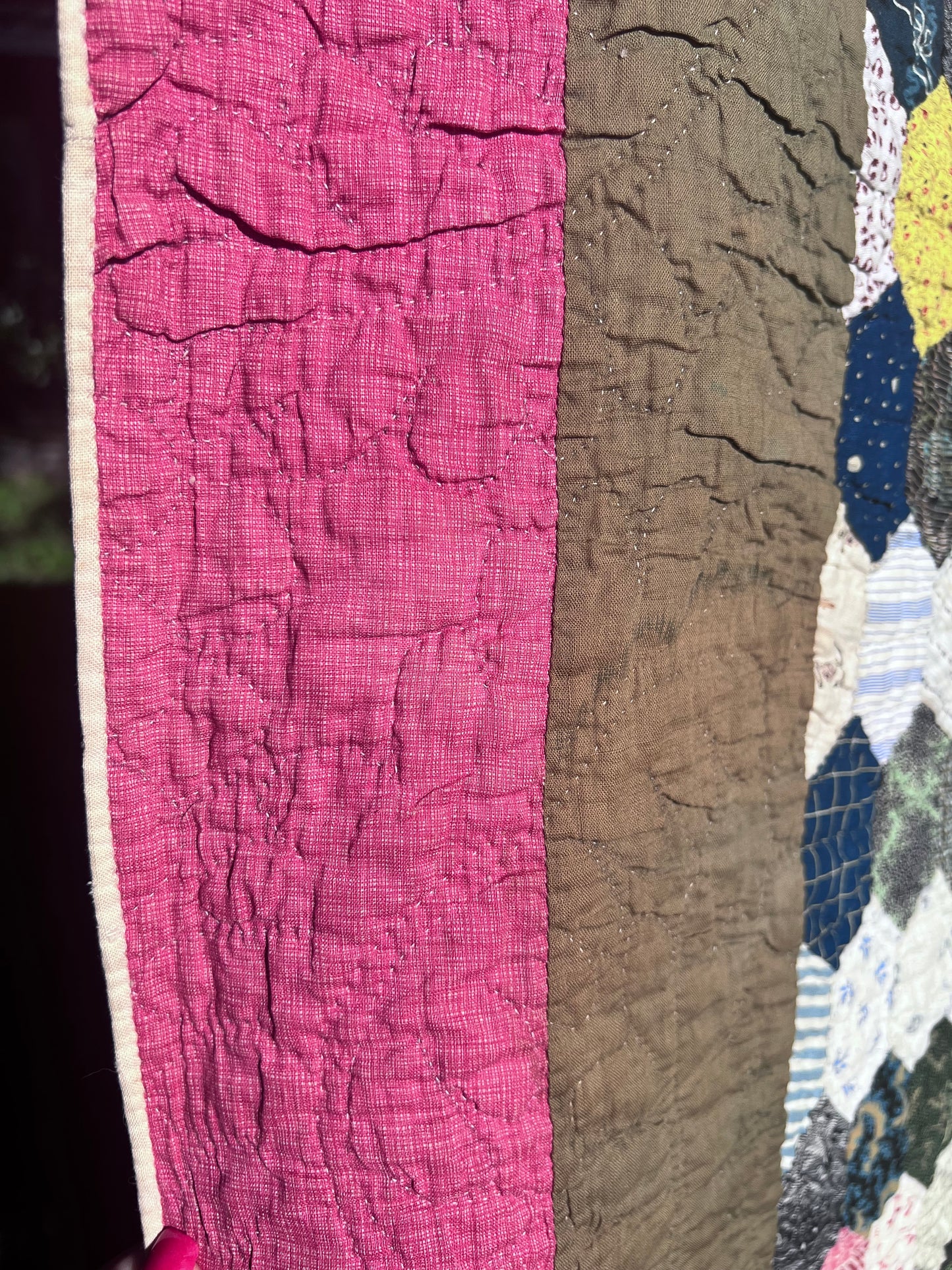 Hexagon pattern, often referred to in quilting as Grandmother’s Flower Garden when arranged in floral clusters, or simply a Hexie quilt.
