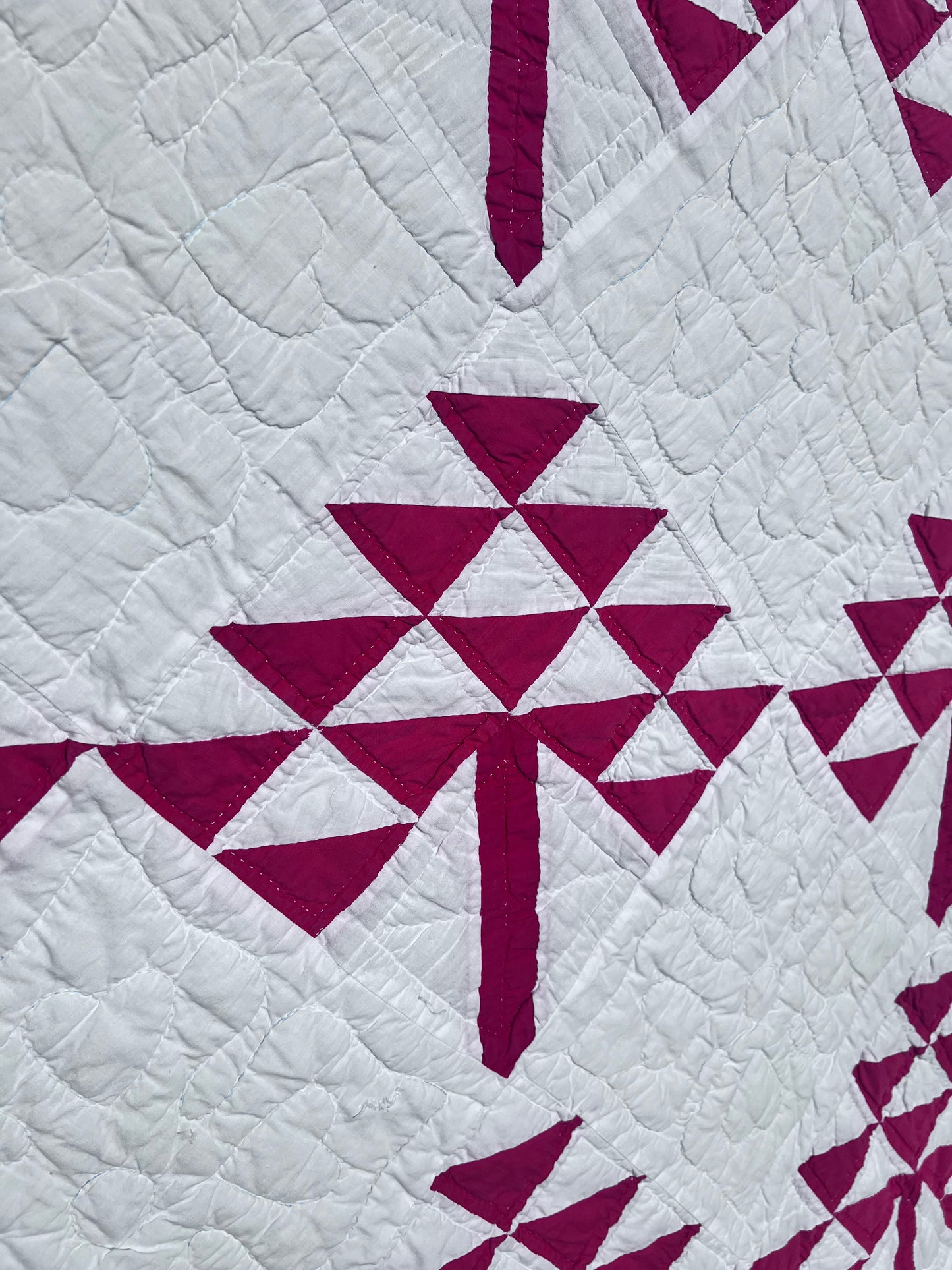 Stunning Pine Tree, Tree of Life Classic Red & White Vintage Quilt with Heart Hand Quilting