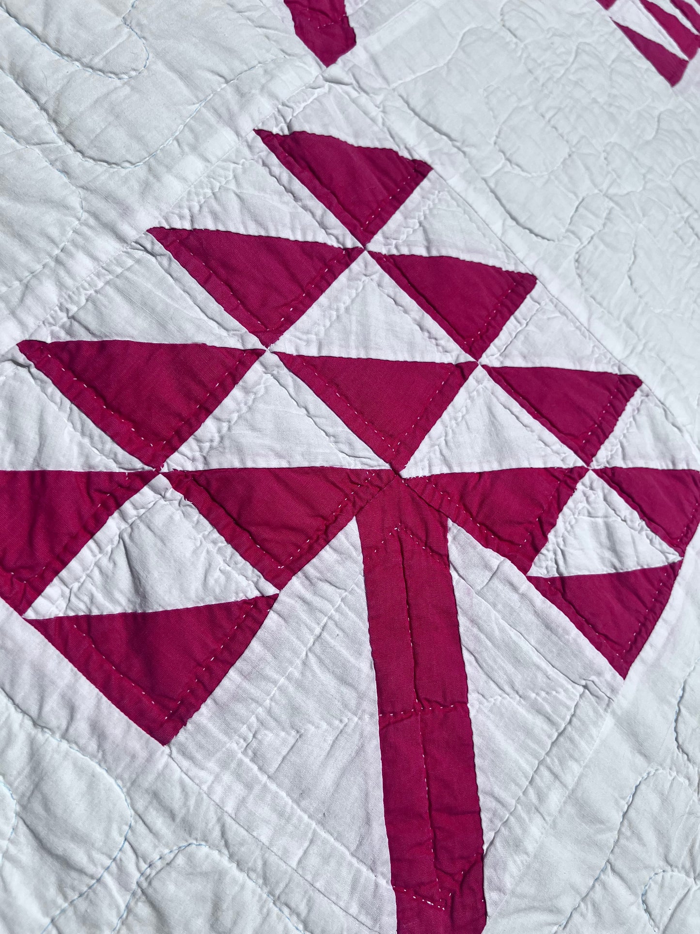 Stunning Pine Tree, Tree of Life Classic Red & White Vintage Quilt with Heart Hand Quilting