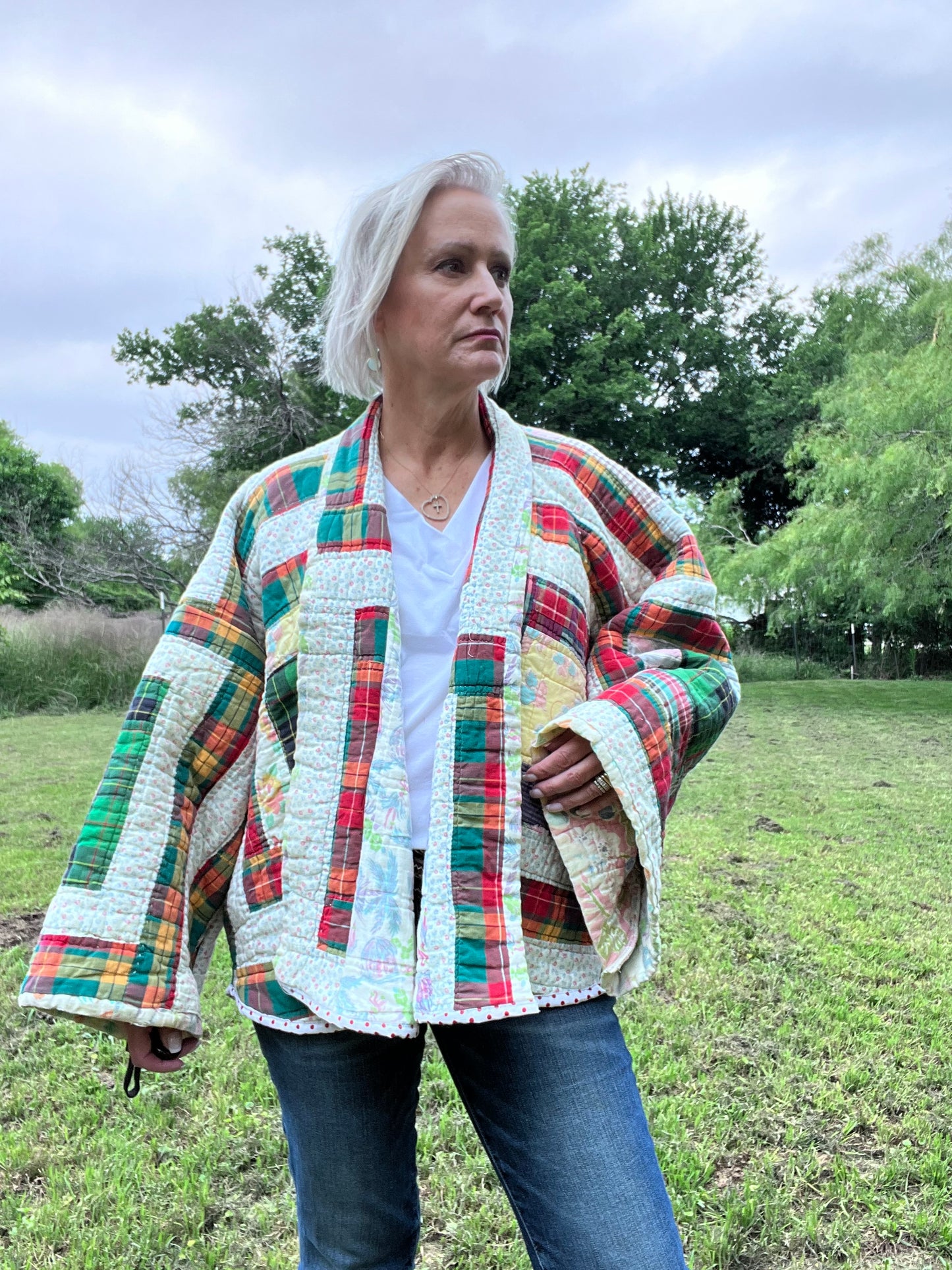 Gorgeous Log Cabin Court House Steps Quilt Coat in Fund Colors