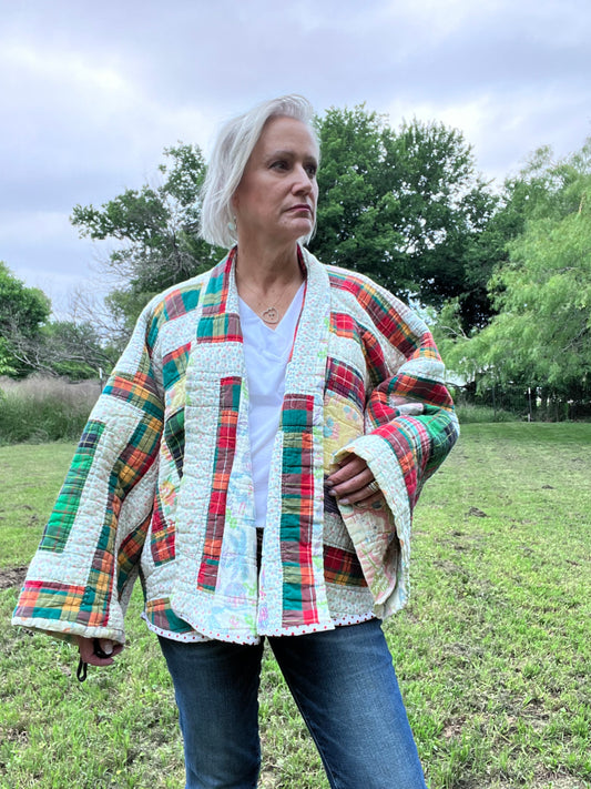 Gorgeous Log Cabin Court House Steps Quilt Coat in Fund Colors