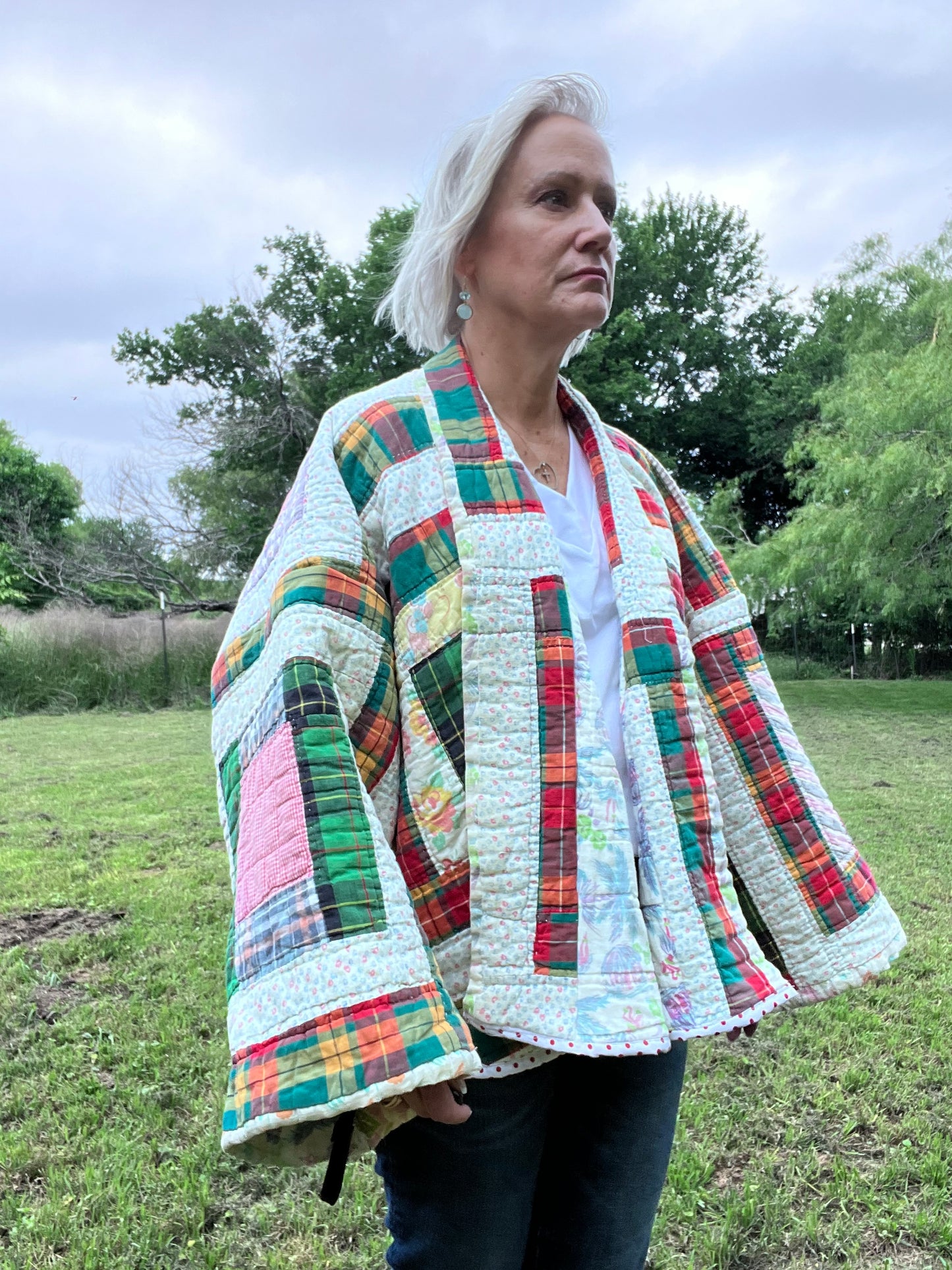 Gorgeous Log Cabin Court House Steps Quilt Coat in Fund Colors