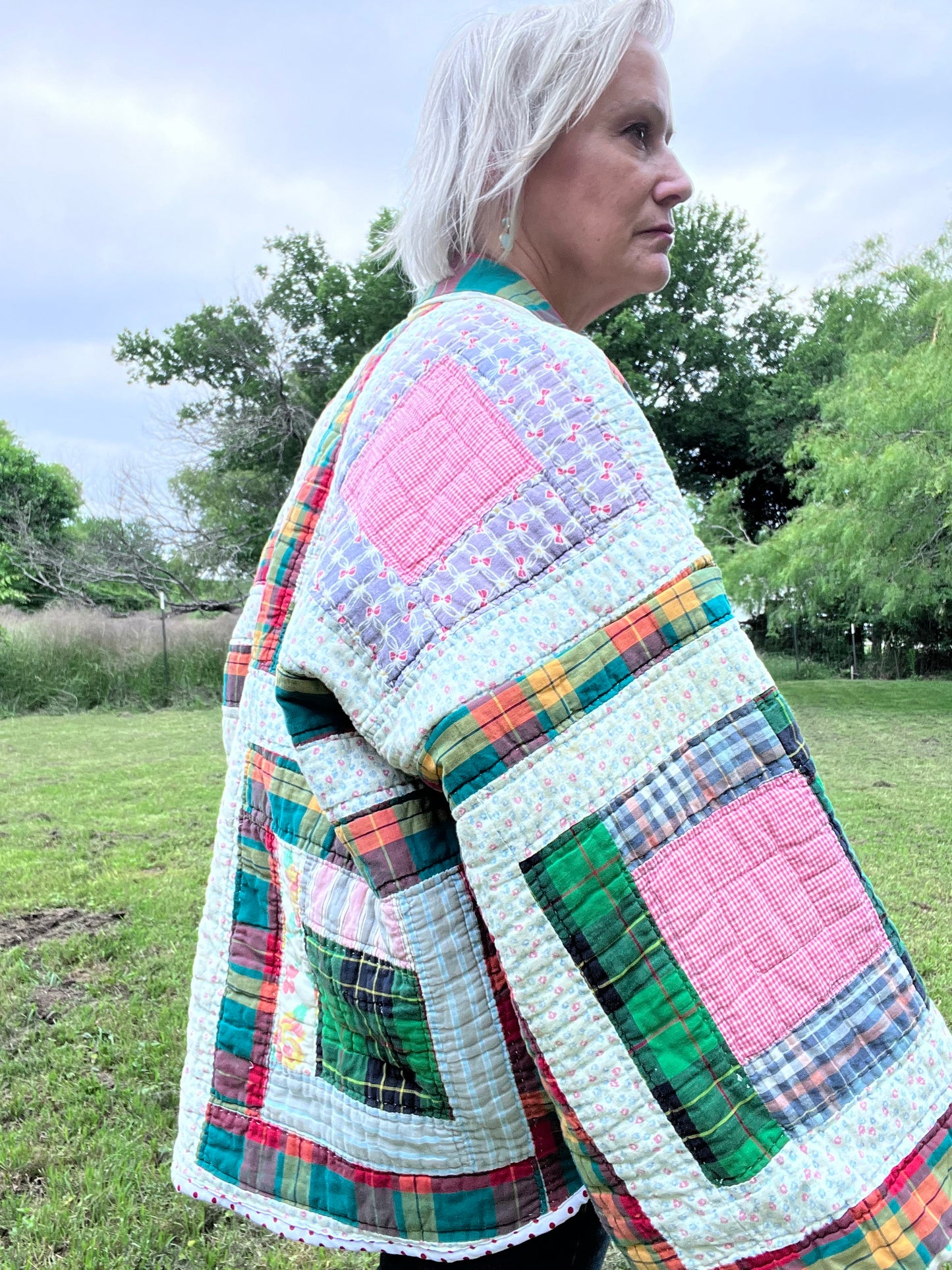 Gorgeous Log Cabin Court House Steps Quilt Coat in Fund Colors