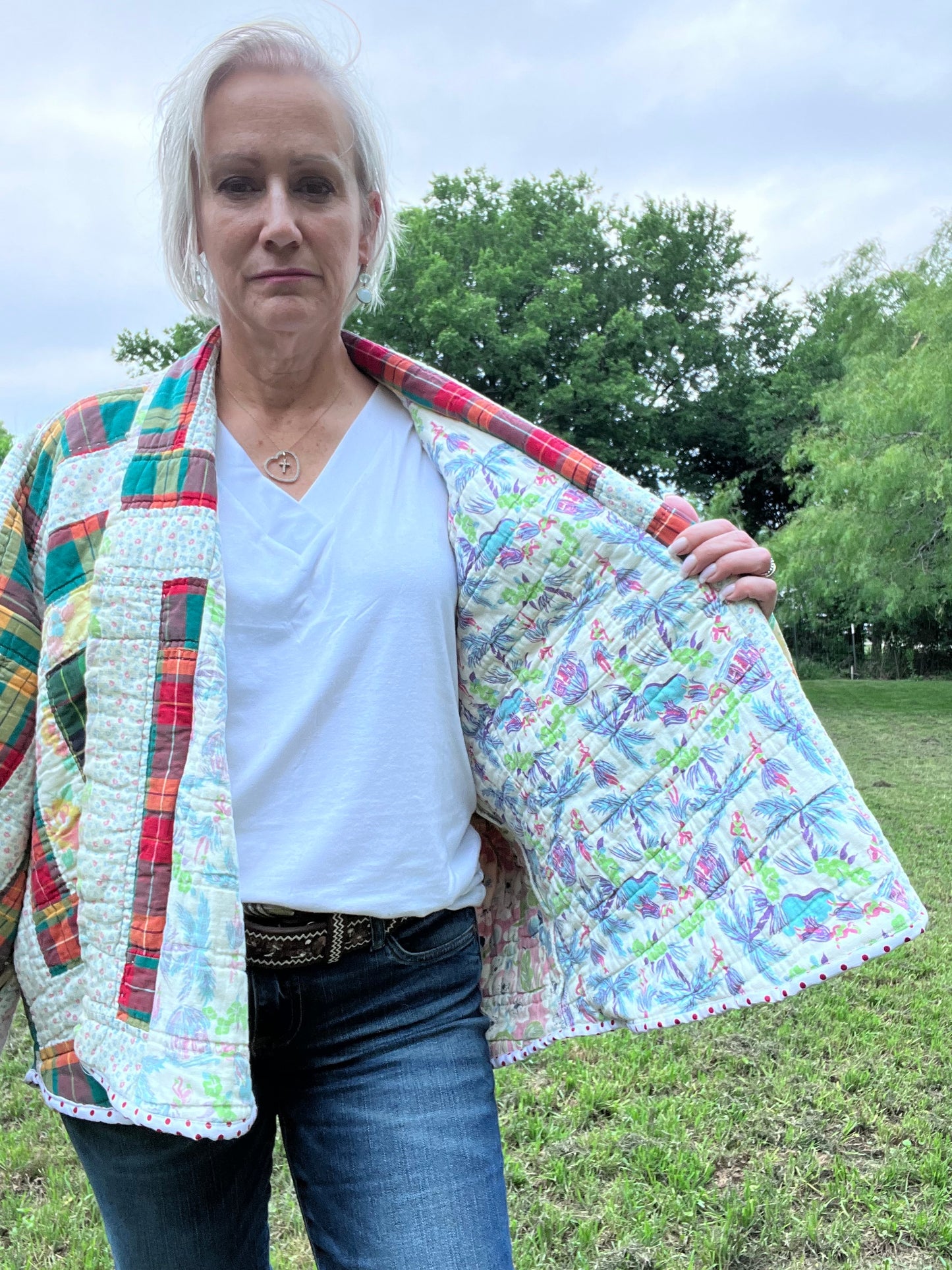 Gorgeous Log Cabin Court House Steps Quilt Coat in Fund Colors