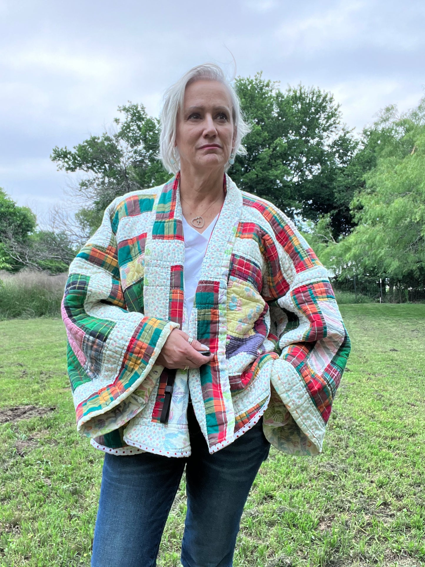 Gorgeous Log Cabin Court House Steps Quilt Coat in Fund Colors