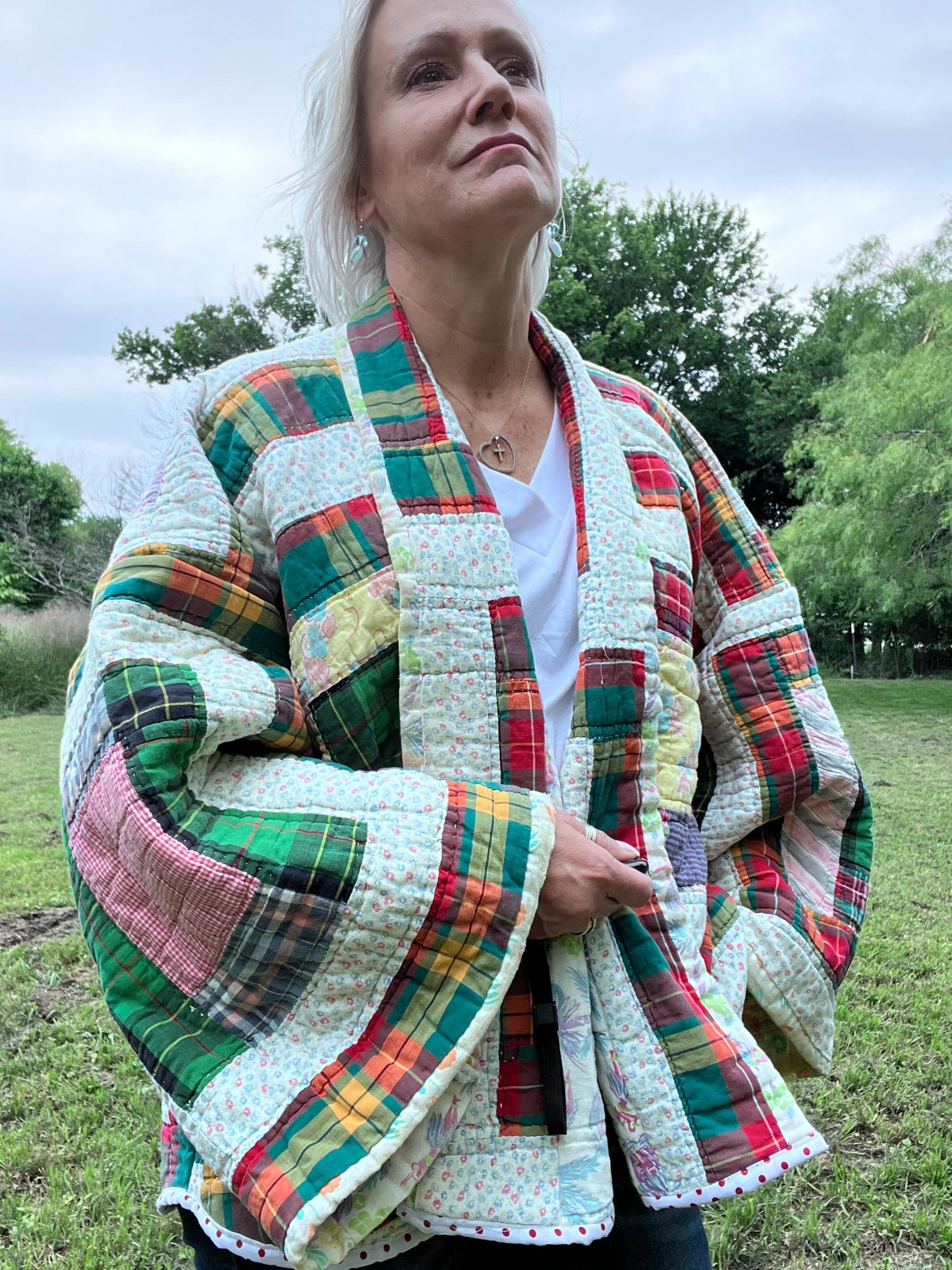 Gorgeous Log Cabin Court House Steps Quilt Coat in Fund Colors