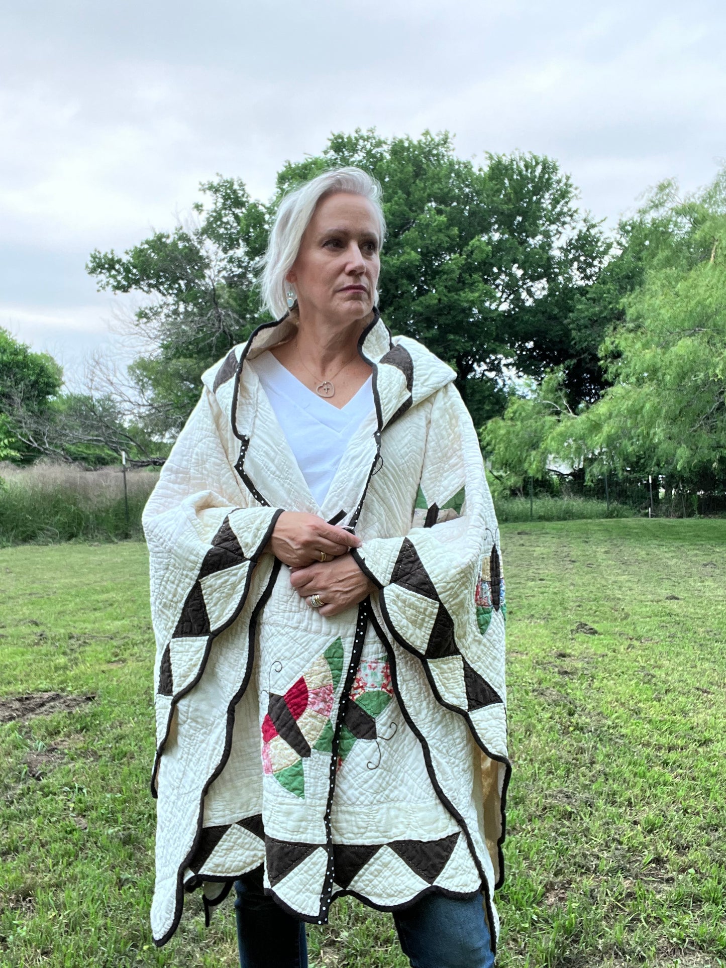 Glorious butterfly quilt made into a beautiful wrap/poncho look. One size fits all.