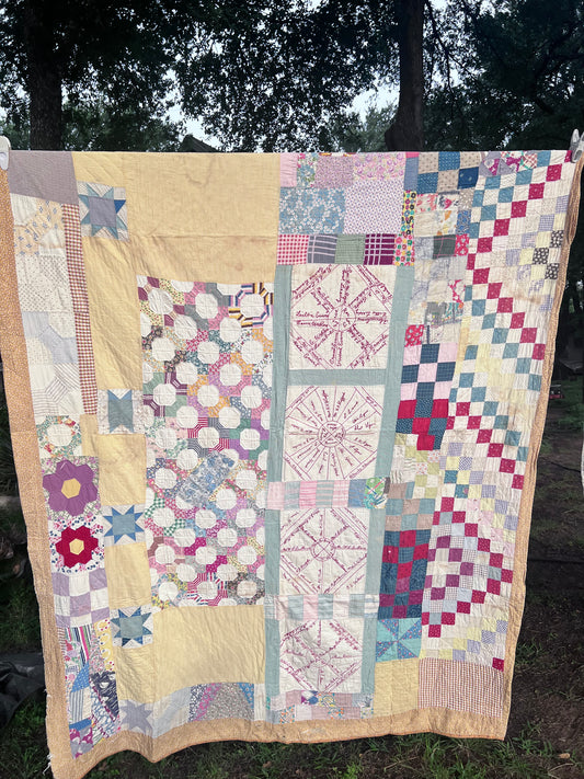What an incredible piece of community textile history! A fascinating "Sampler" Signature/Friendship Quilt.