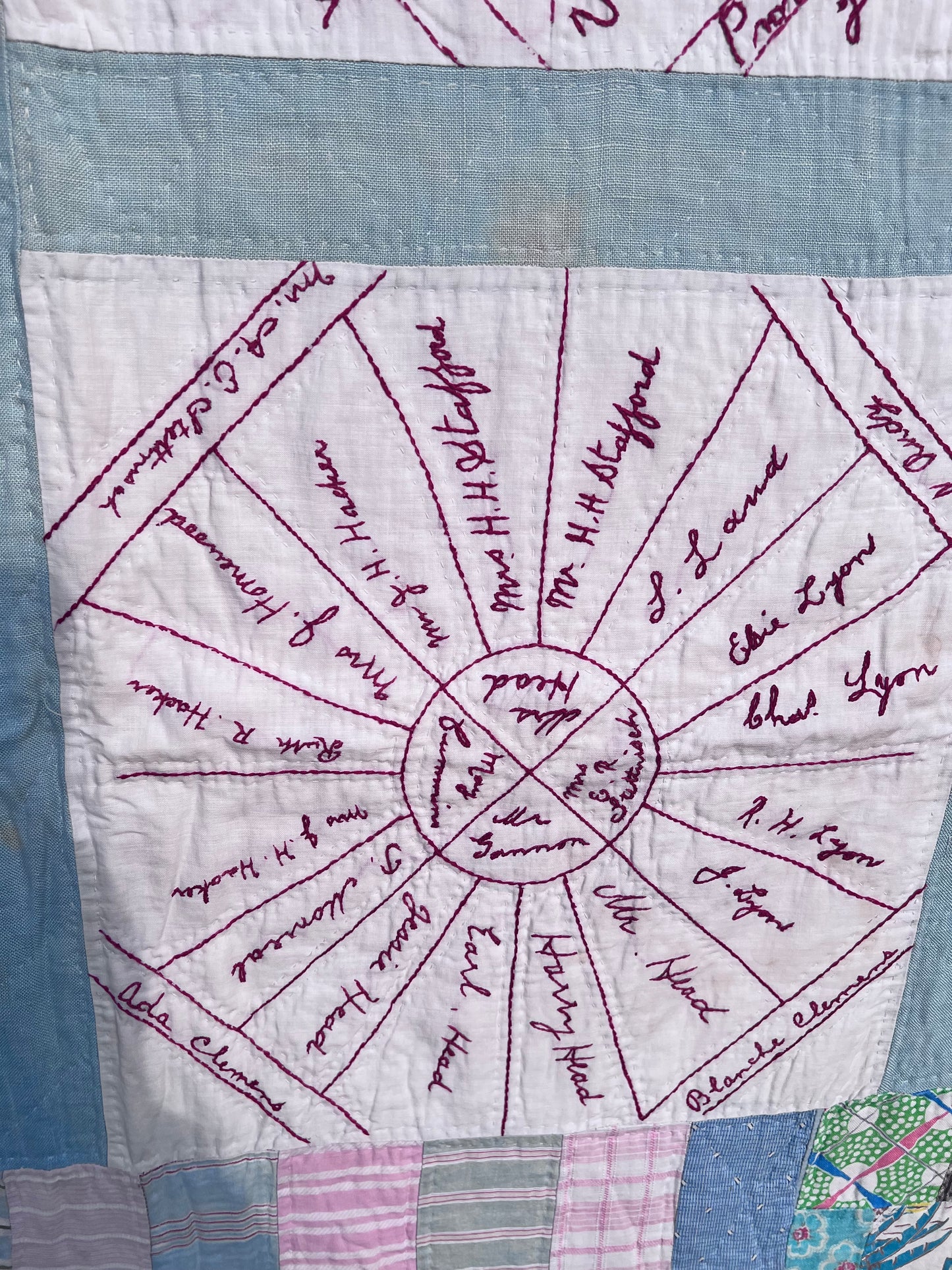 What an incredible piece of community textile history! A fascinating "Sampler" Signature/Friendship Quilt.