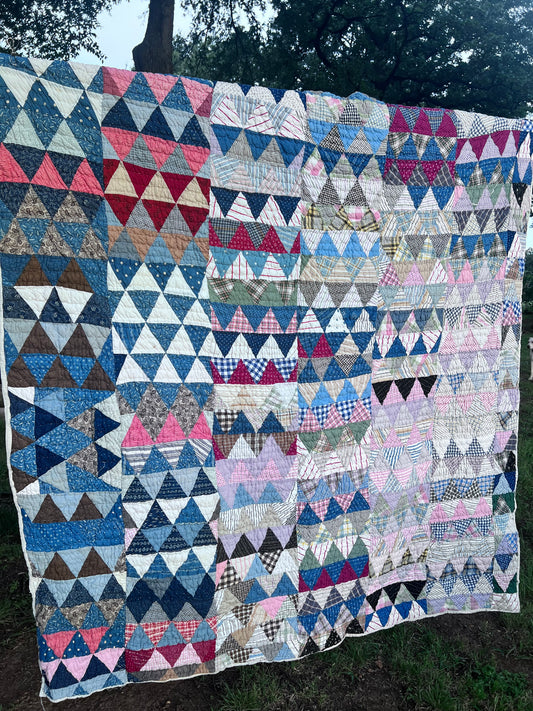 Stunnning, Rich Colors Thousand Pyramids Vintage Quilt