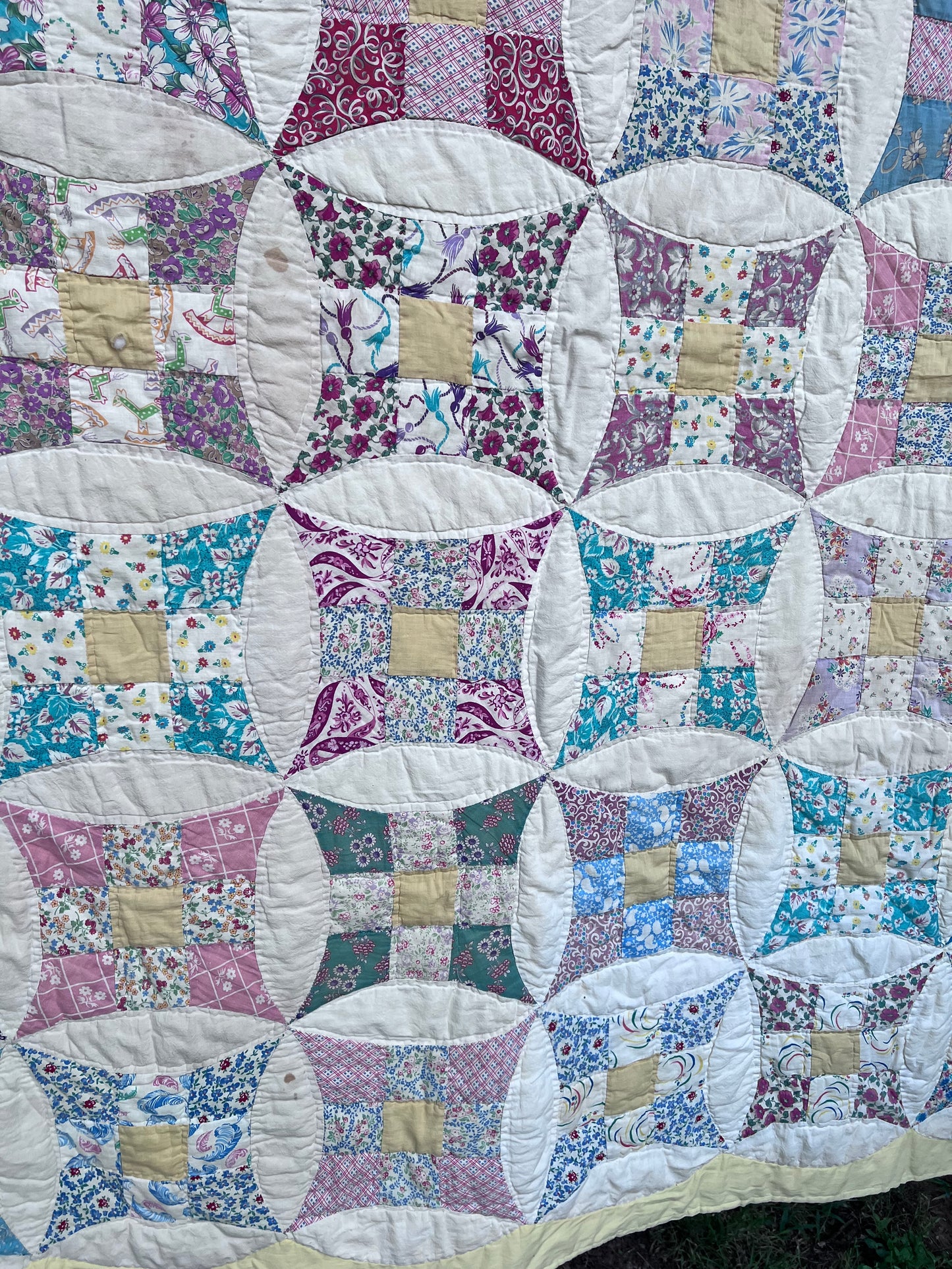 Robbing Peter to Pay Paul or Variated 9 Patch Feedsack Vintage Quilt