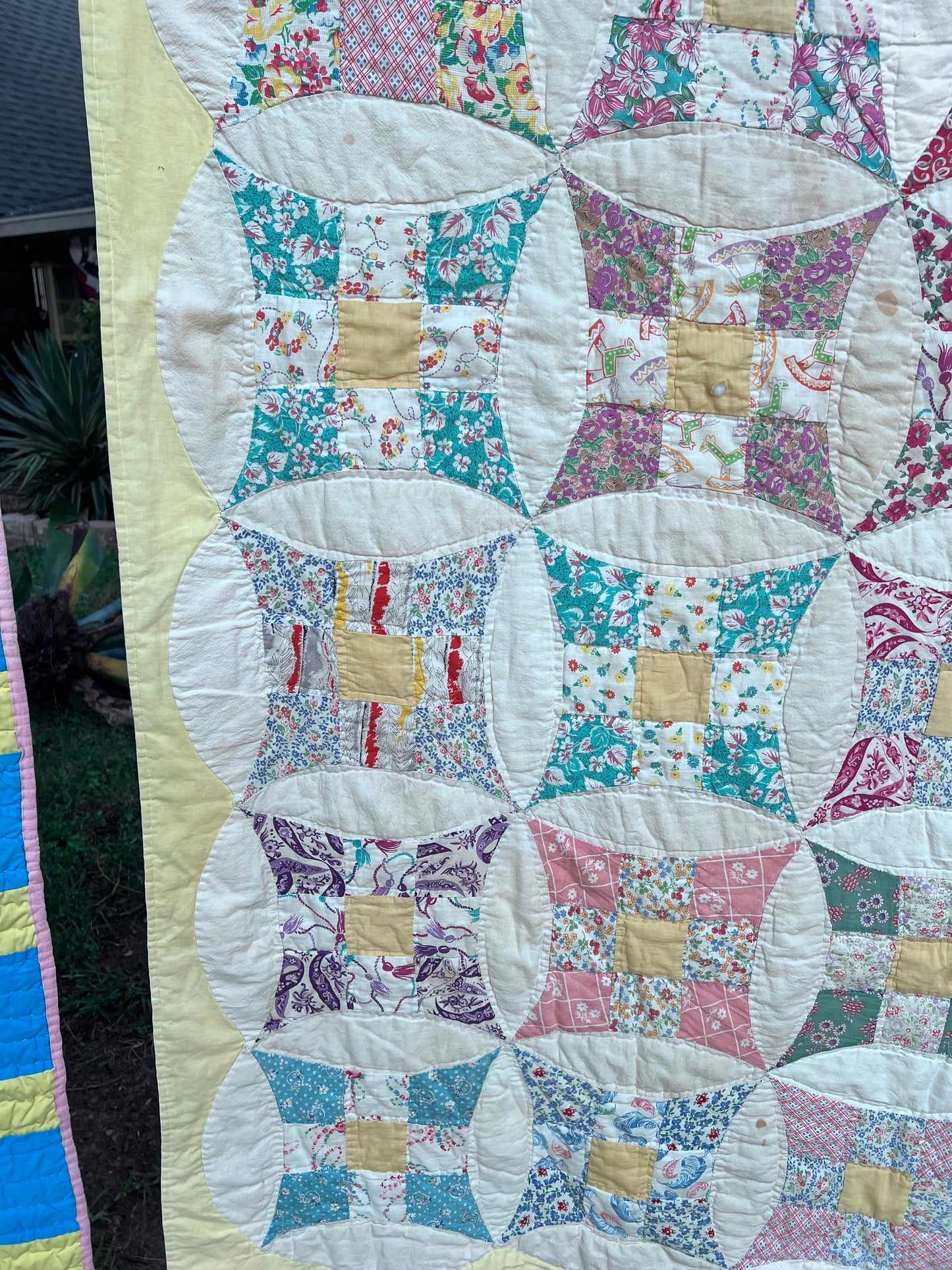 Robbing Peter to Pay Paul or Variated 9 Patch Feedsack Vintage Quilt