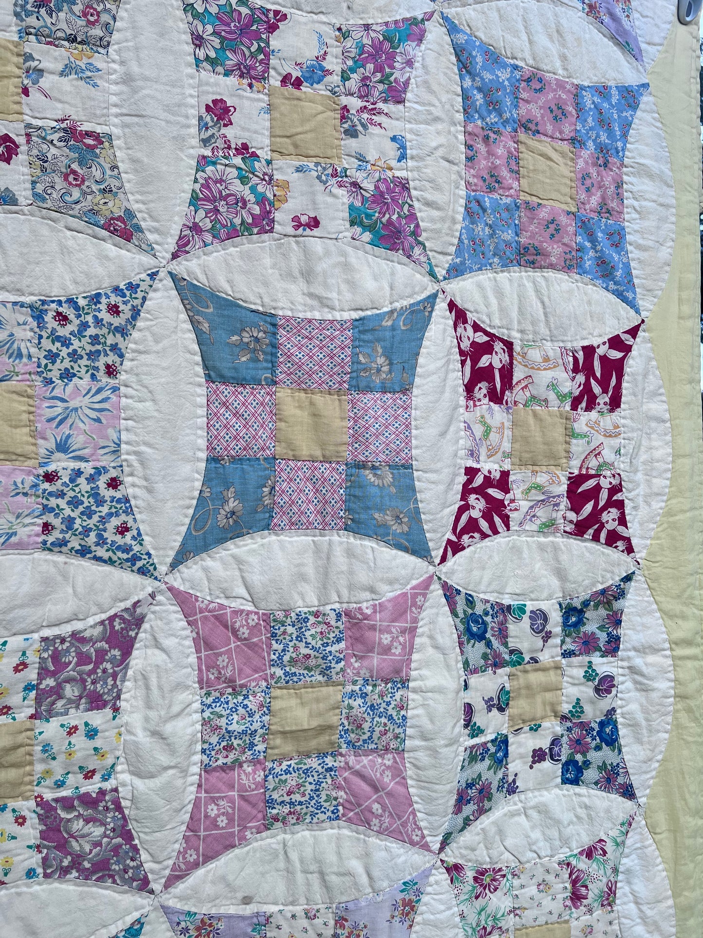 Robbing Peter to Pay Paul or Variated 9 Patch Feedsack Vintage Quilt