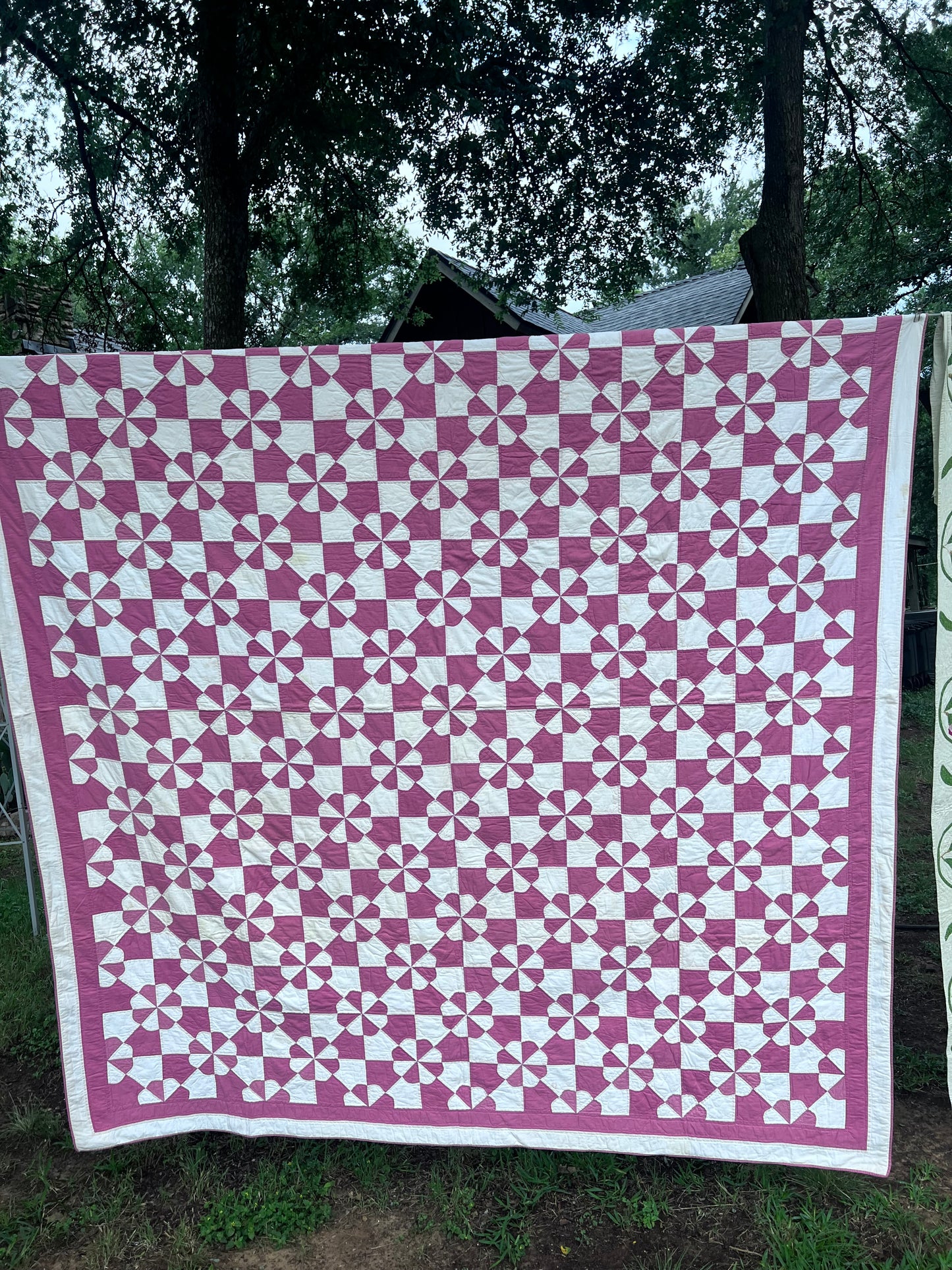 Dizzying, masterfully executed geometric puzzle Pinwheel/Windmill Vintage Quilt