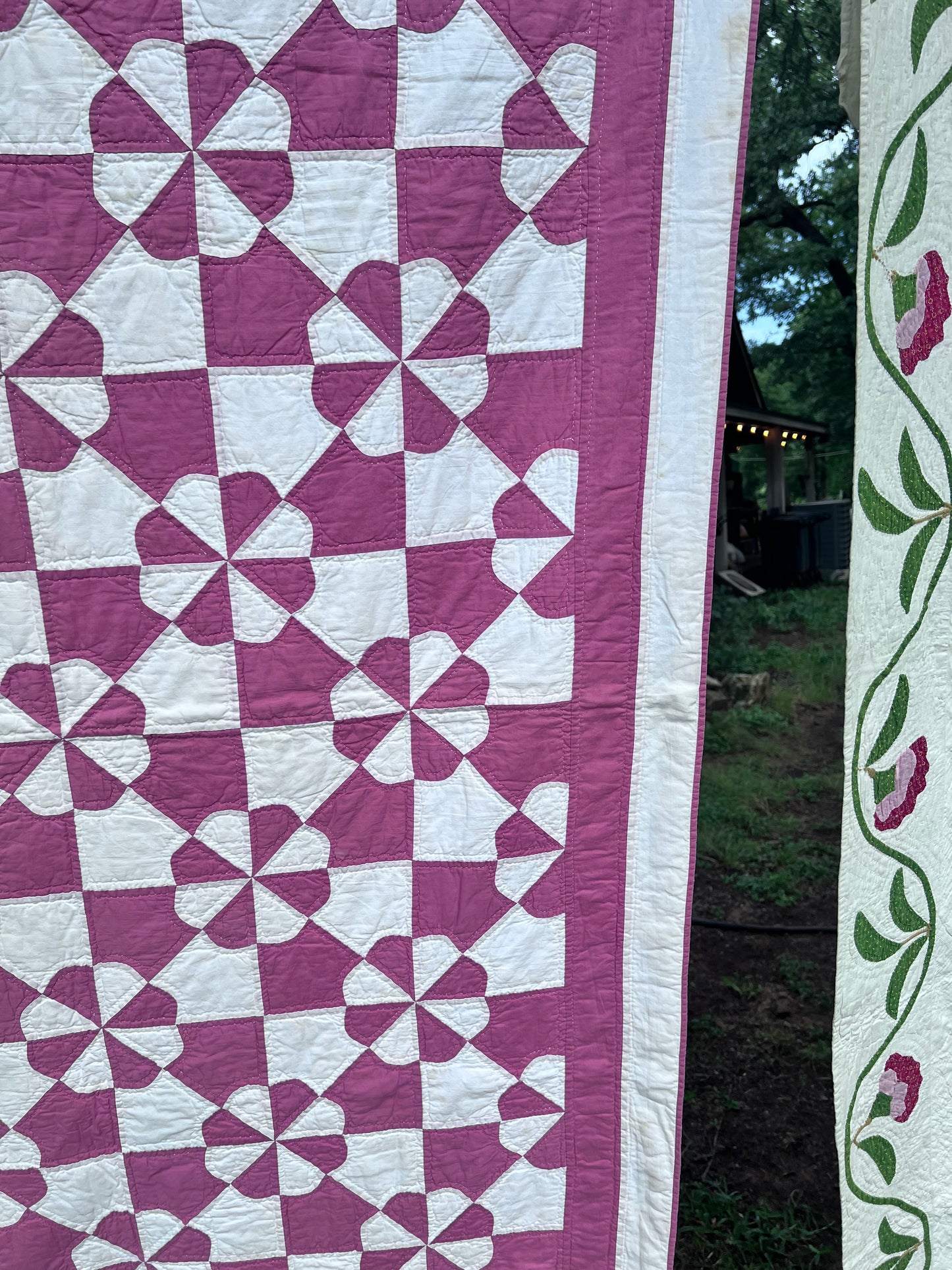 Dizzying, masterfully executed geometric puzzle Pinwheel/Windmill Vintage Quilt