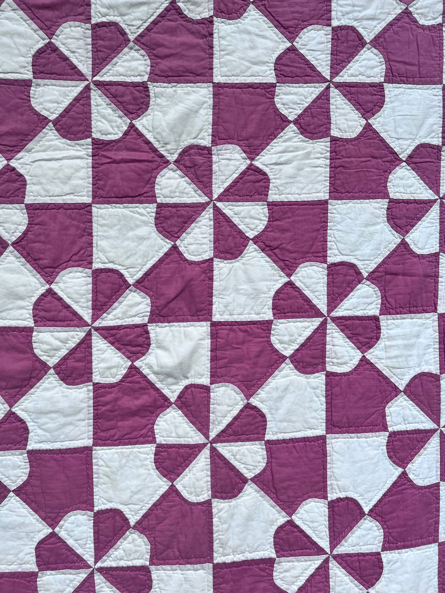 Dizzying, masterfully executed geometric puzzle Pinwheel/Windmill Vintage Quilt