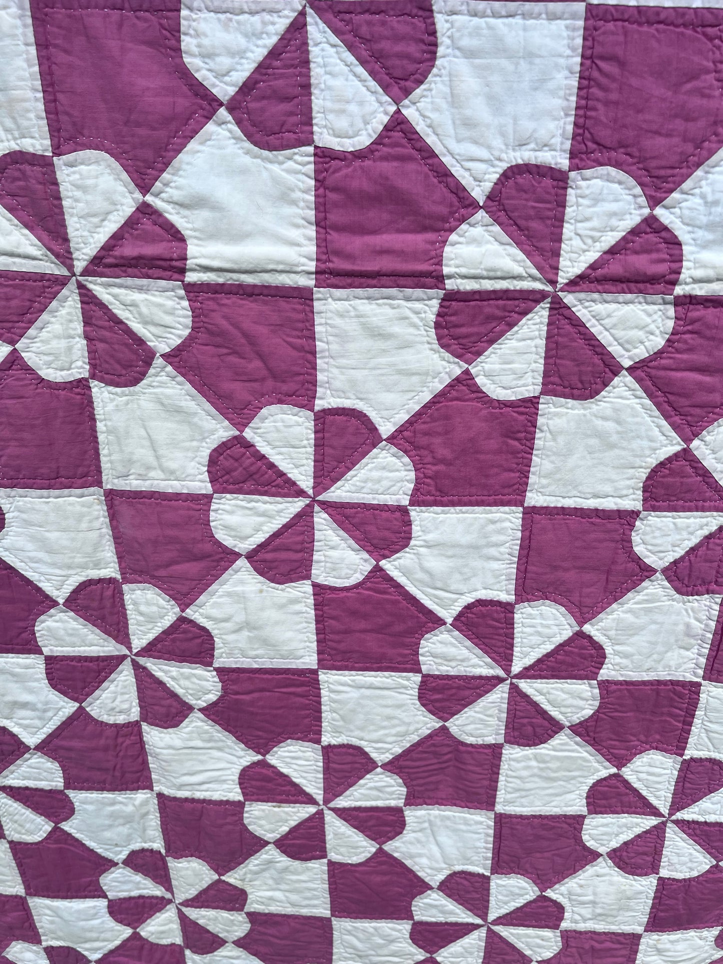 Dizzying, masterfully executed geometric puzzle Pinwheel/Windmill Vintage Quilt