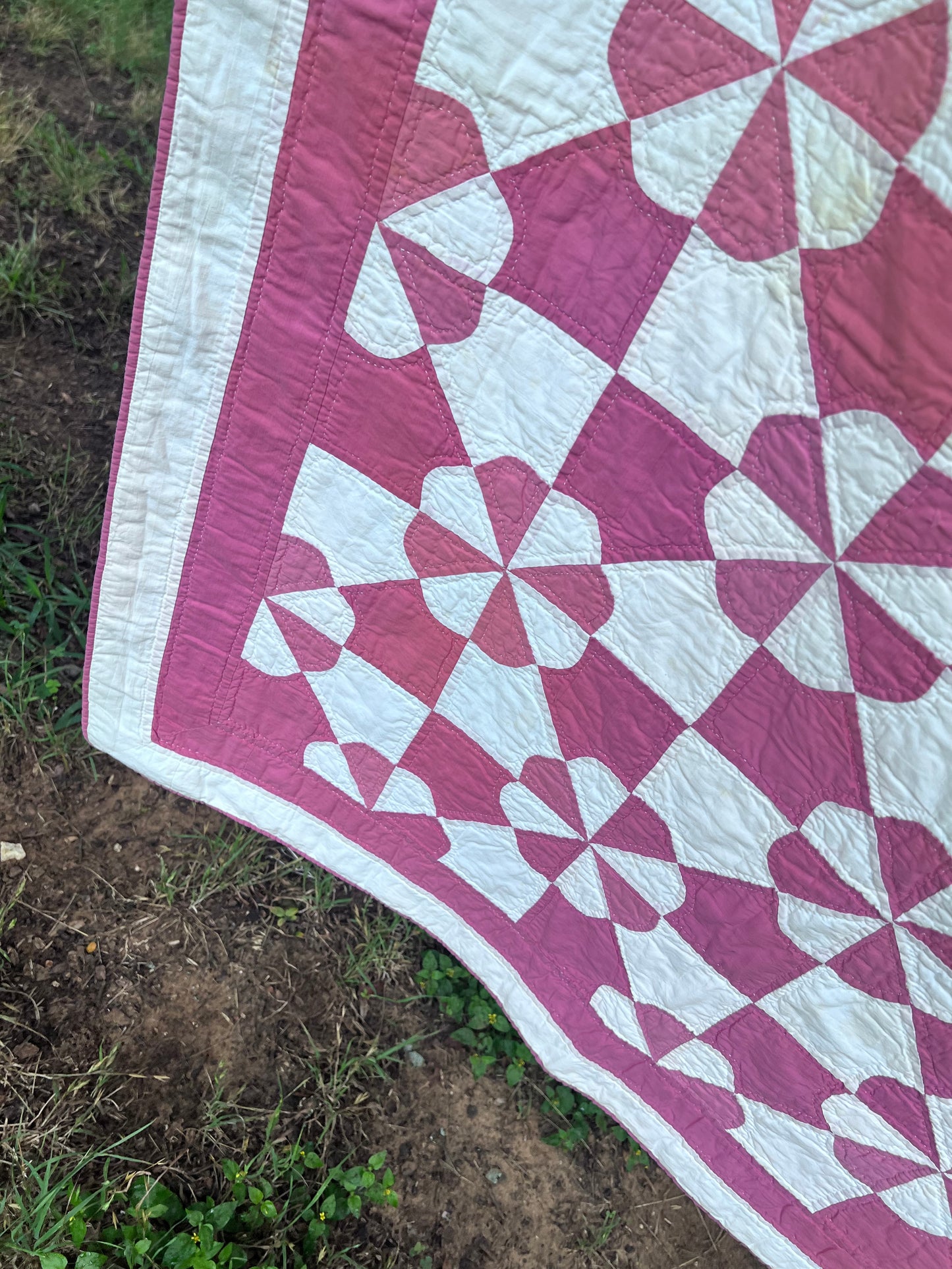 Dizzying, masterfully executed geometric puzzle Pinwheel/Windmill Vintage Quilt