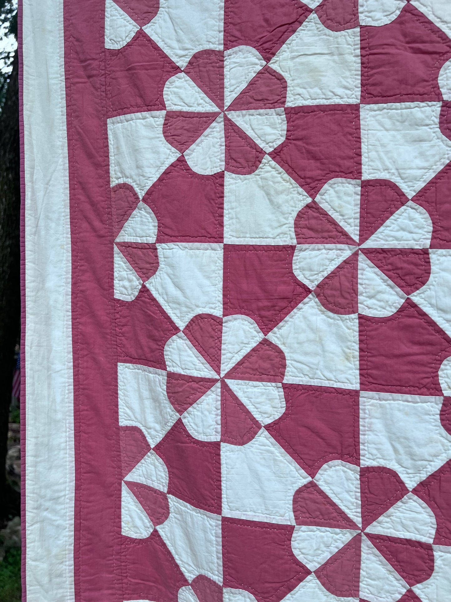 Dizzying, masterfully executed geometric puzzle Pinwheel/Windmill Vintage Quilt