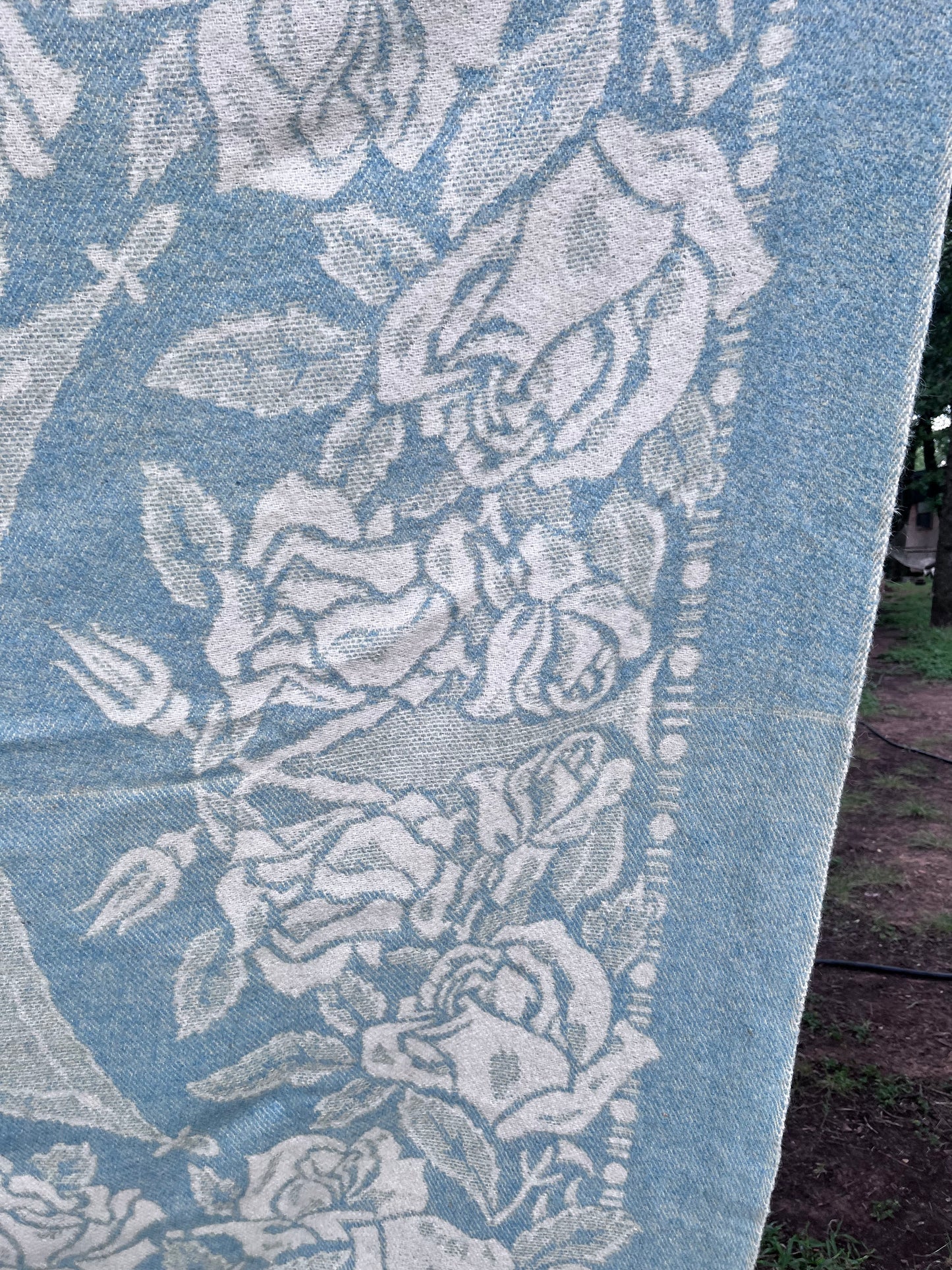 Romantic and Beautiful Mid-Century Golden Dawn All Wool Reversible Blanket