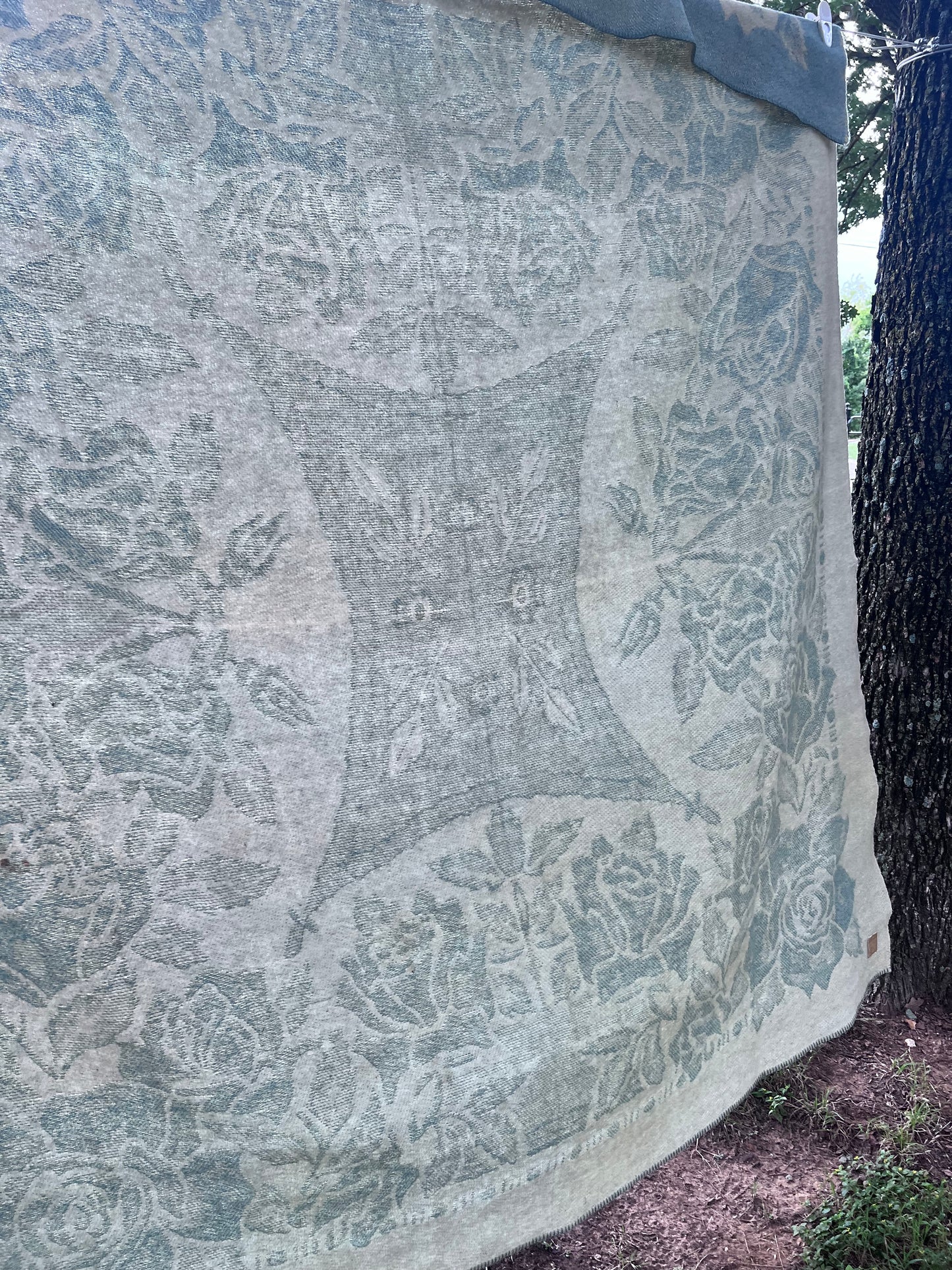 Romantic and Beautiful Mid-Century Golden Dawn All Wool Reversible Blanket