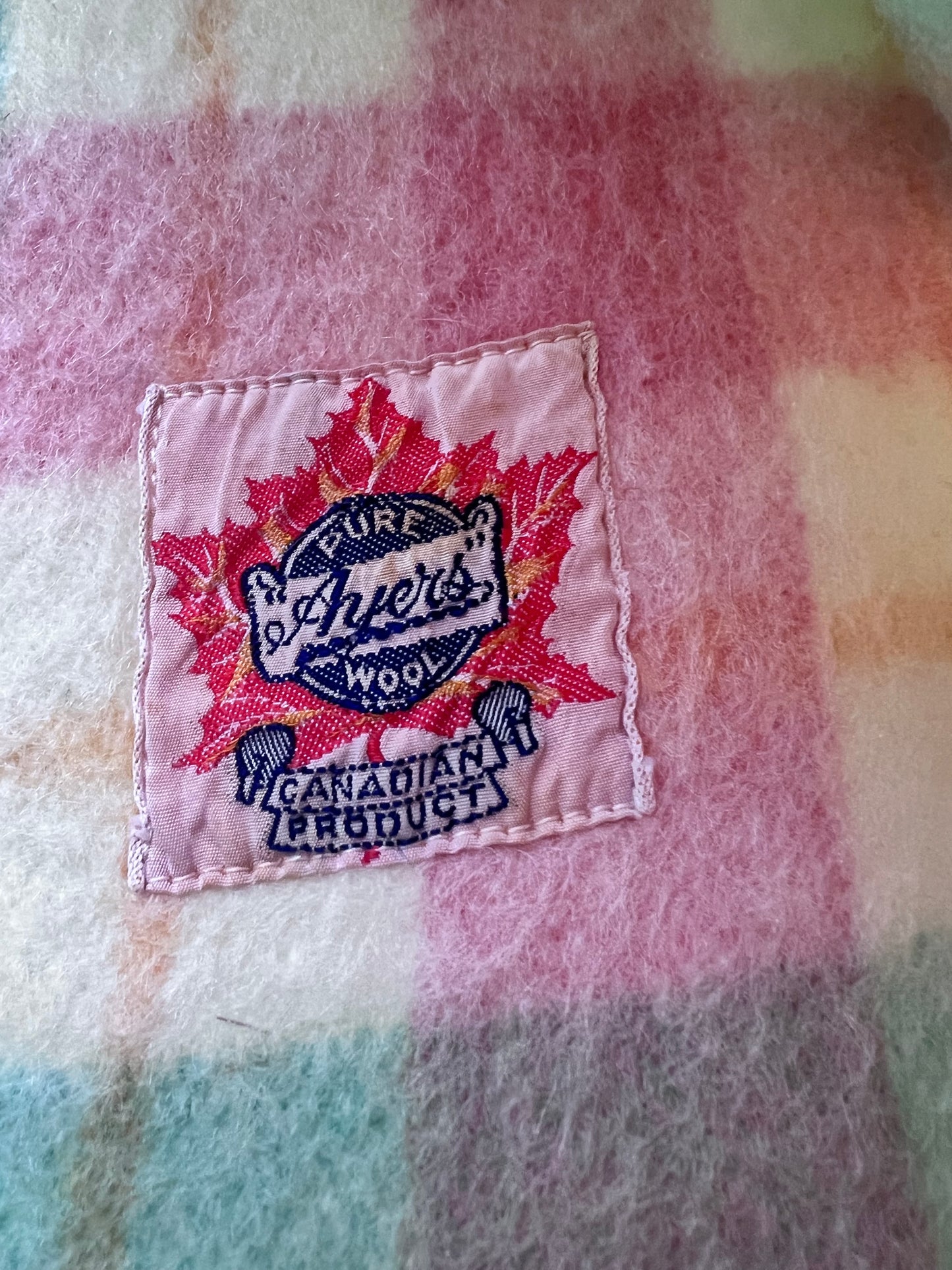 Ayers Pure Wool Vintage All Wool Blanket - gorgeous piece of mid-century Canadian textile history