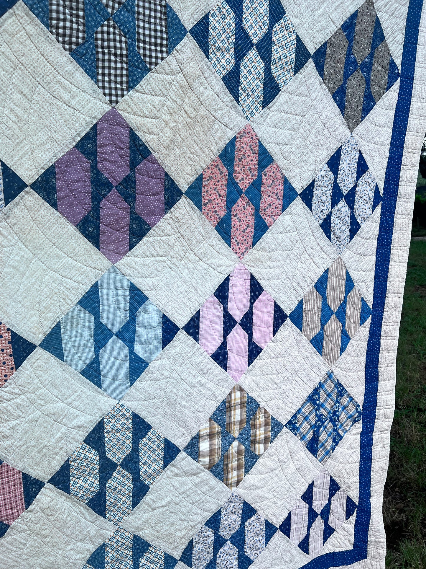 Beautiful Thin Cactus Basket Quilt in Jewel Tones CA WWII era Vintage Quilt