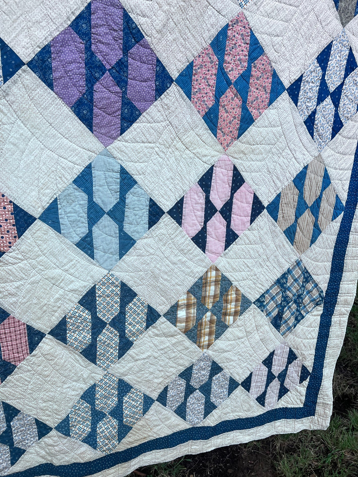 Beautiful Thin Cactus Basket Quilt in Jewel Tones CA WWII era Vintage Quilt