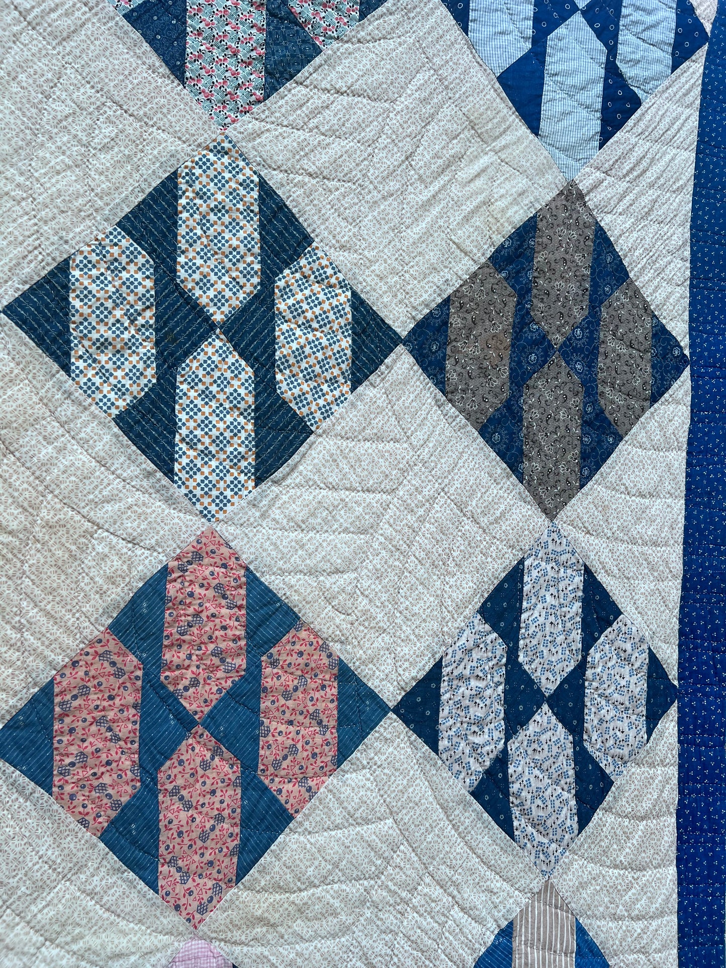 Beautiful Thin Cactus Basket Quilt in Jewel Tones CA WWII era Vintage Quilt
