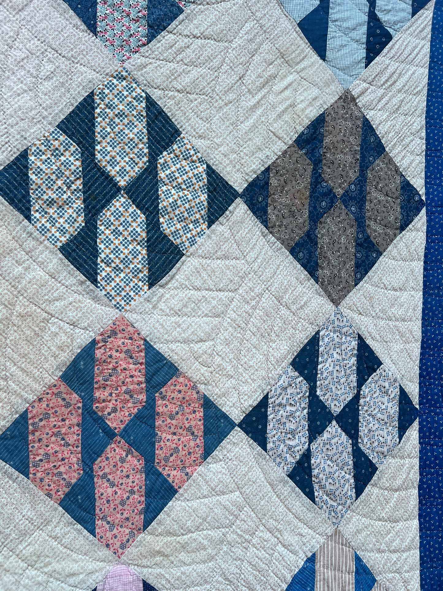 Beautiful Thin Cactus Basket Quilt in Jewel Tones CA WWII era Vintage Quilt