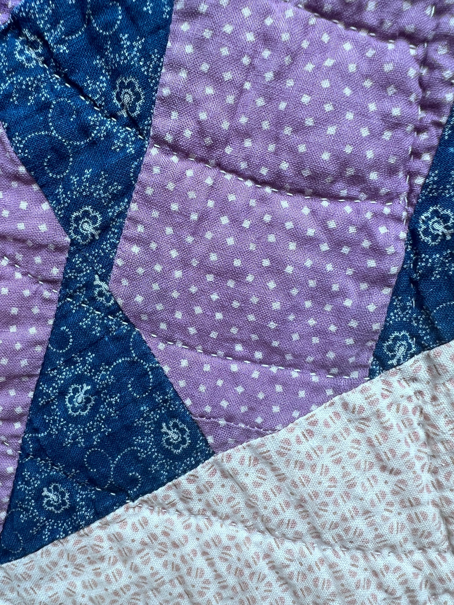 Beautiful Thin Cactus Basket Quilt in Jewel Tones CA WWII era Vintage Quilt