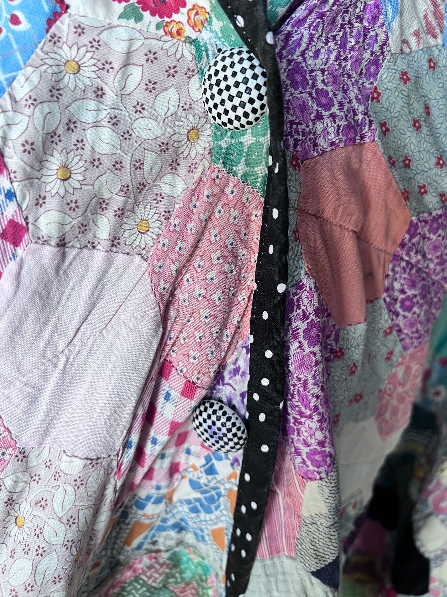 Beautiful Hexi Hand Stitched Quilt Made into A Poncho or Cape