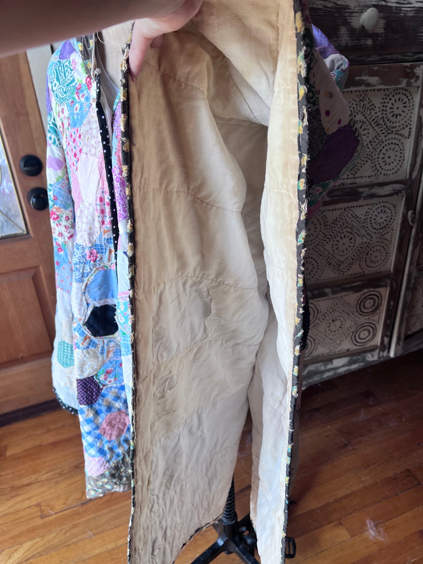 Beautiful Hexi Hand Stitched Quilt Made into A Poncho or Cape