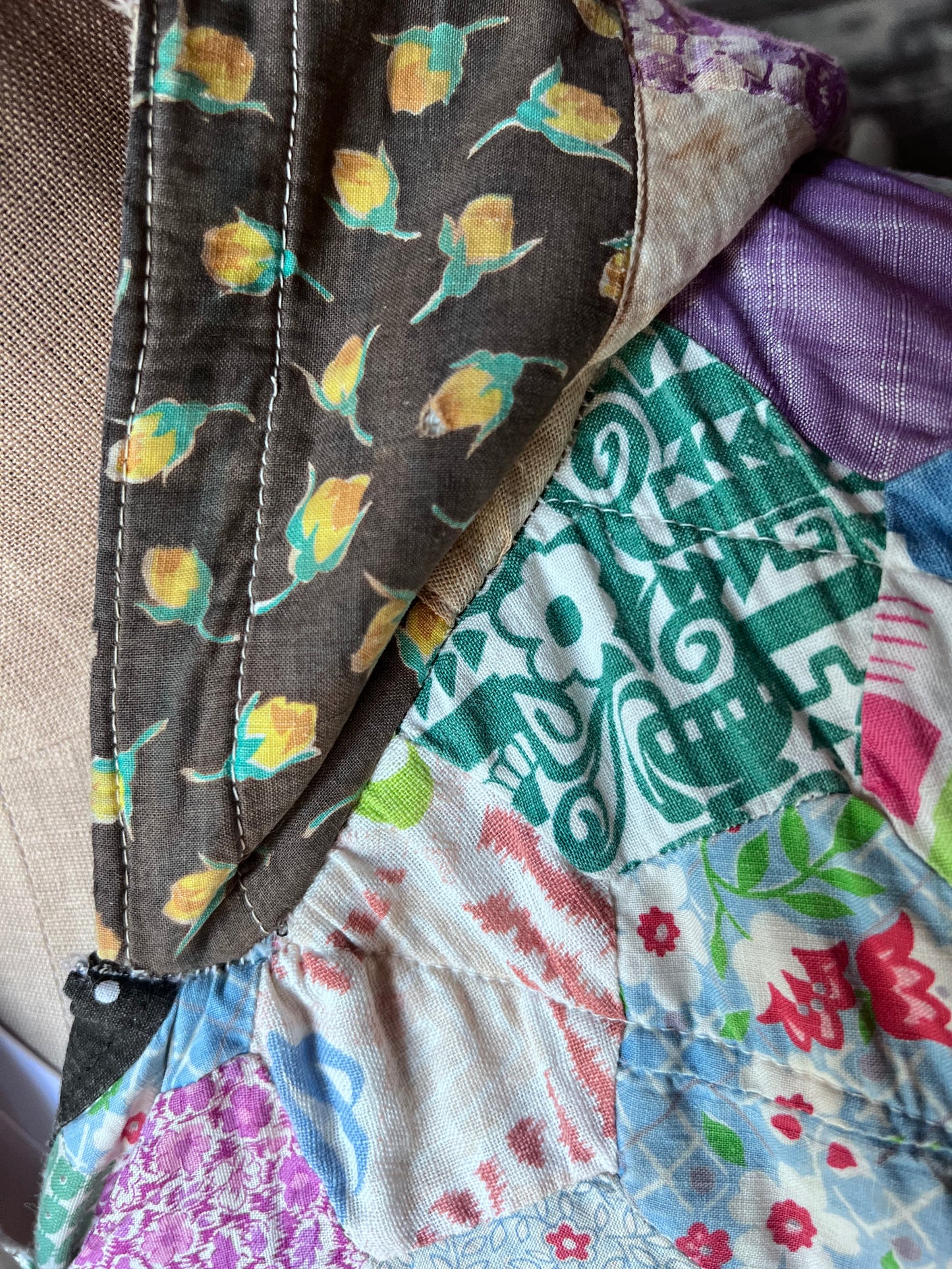 Beautiful Hexi Hand Stitched Quilt Made into A Poncho or Cape