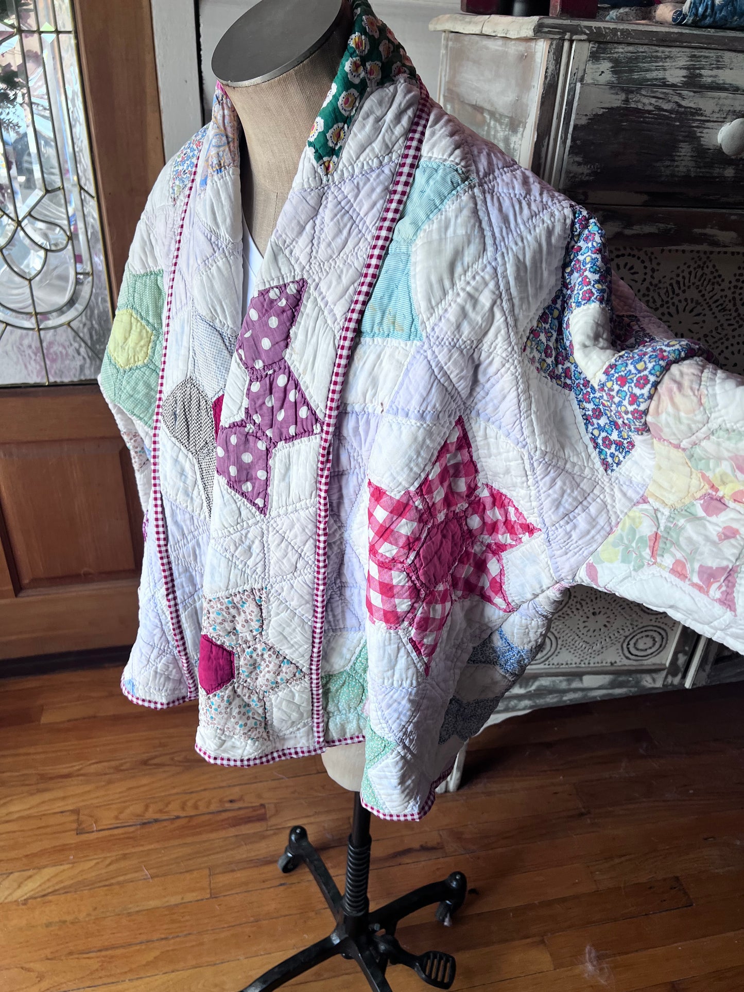 Stunning Star Vintage Handstitched Quilt Jacket or Coat in our Lucy Design