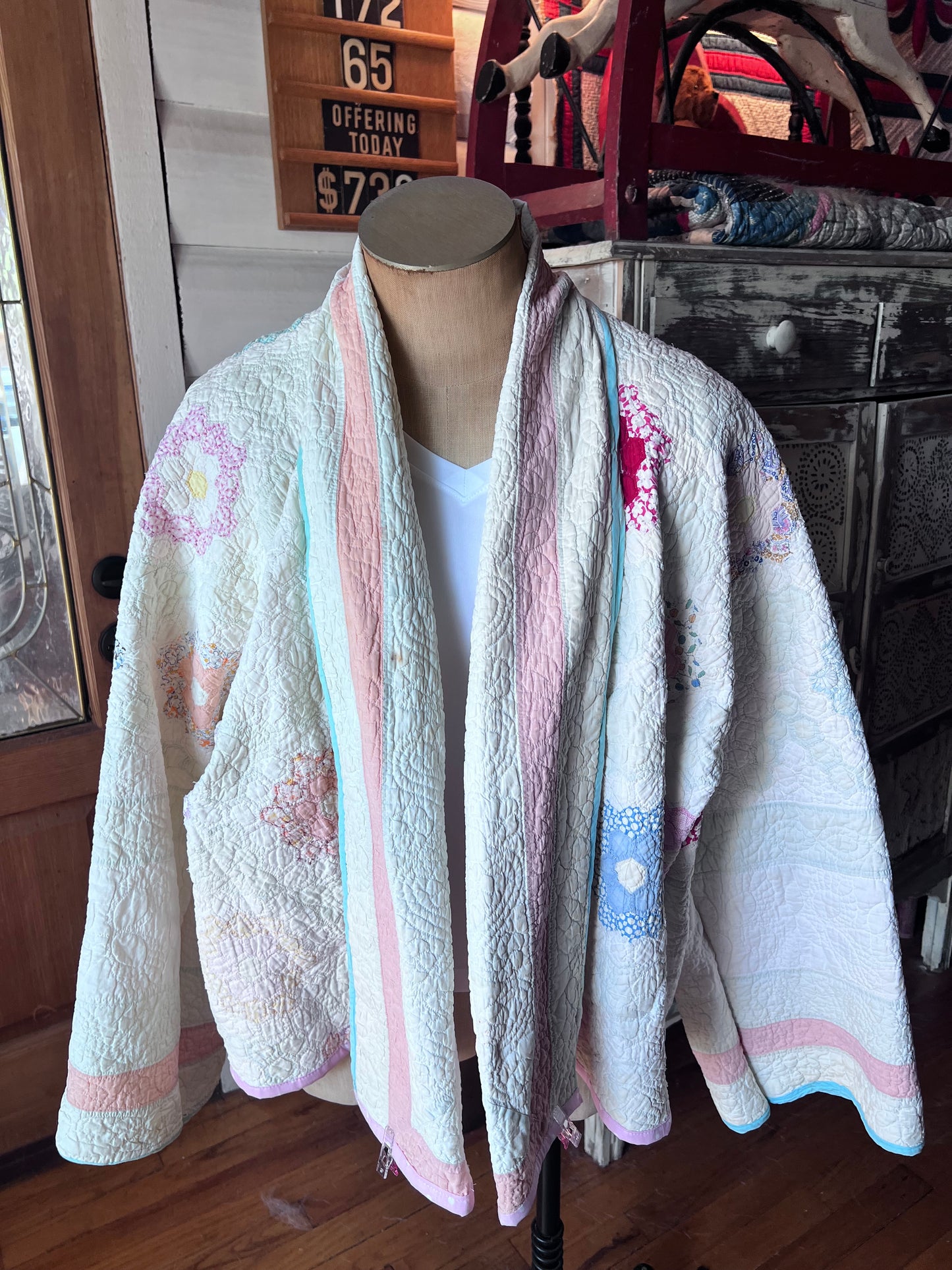Grandmother's Flower Garden Glorious Quilt Jacket in our Lucy Design