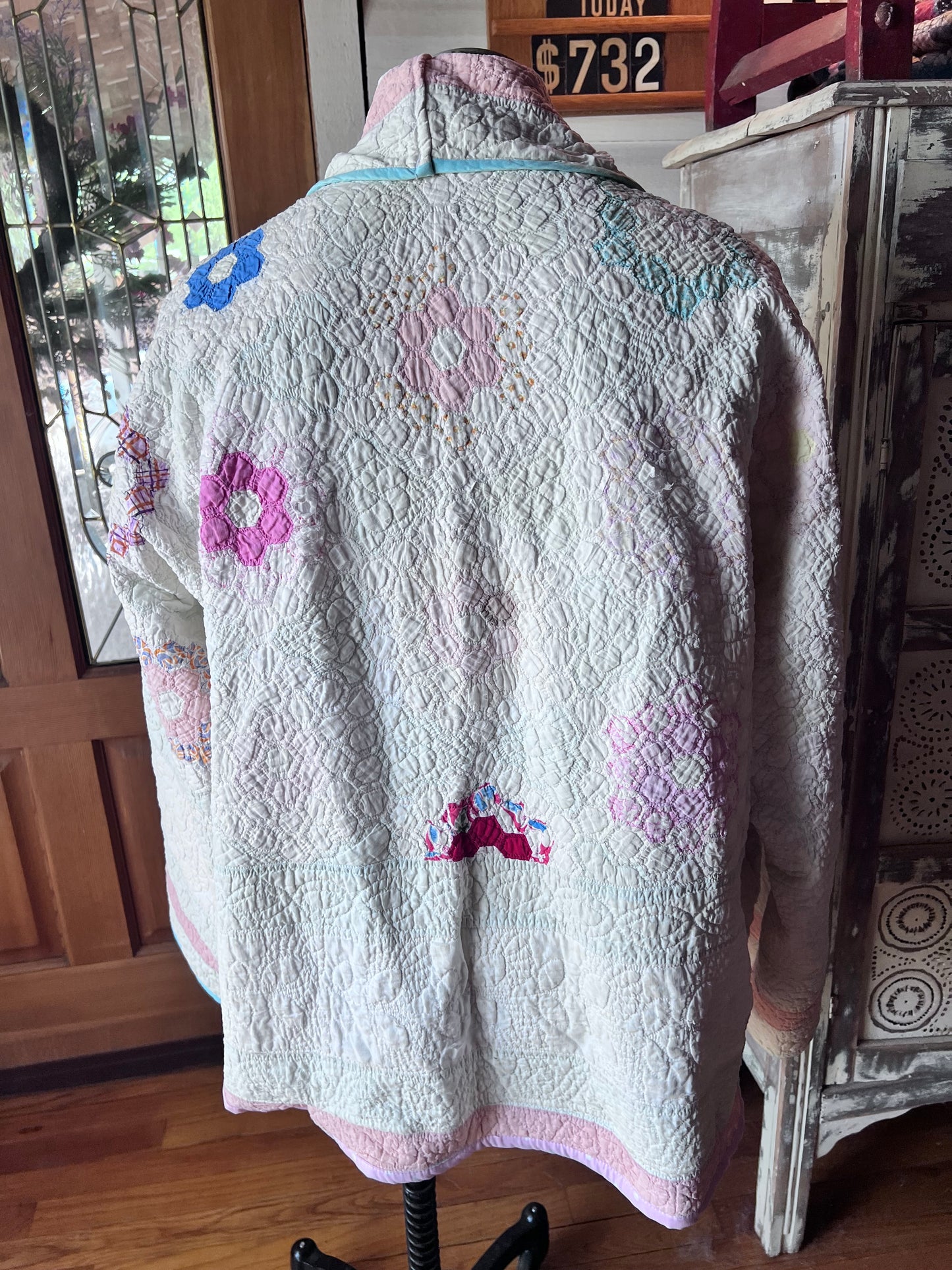Grandmother's Flower Garden Glorious Quilt Jacket in our Lucy Design