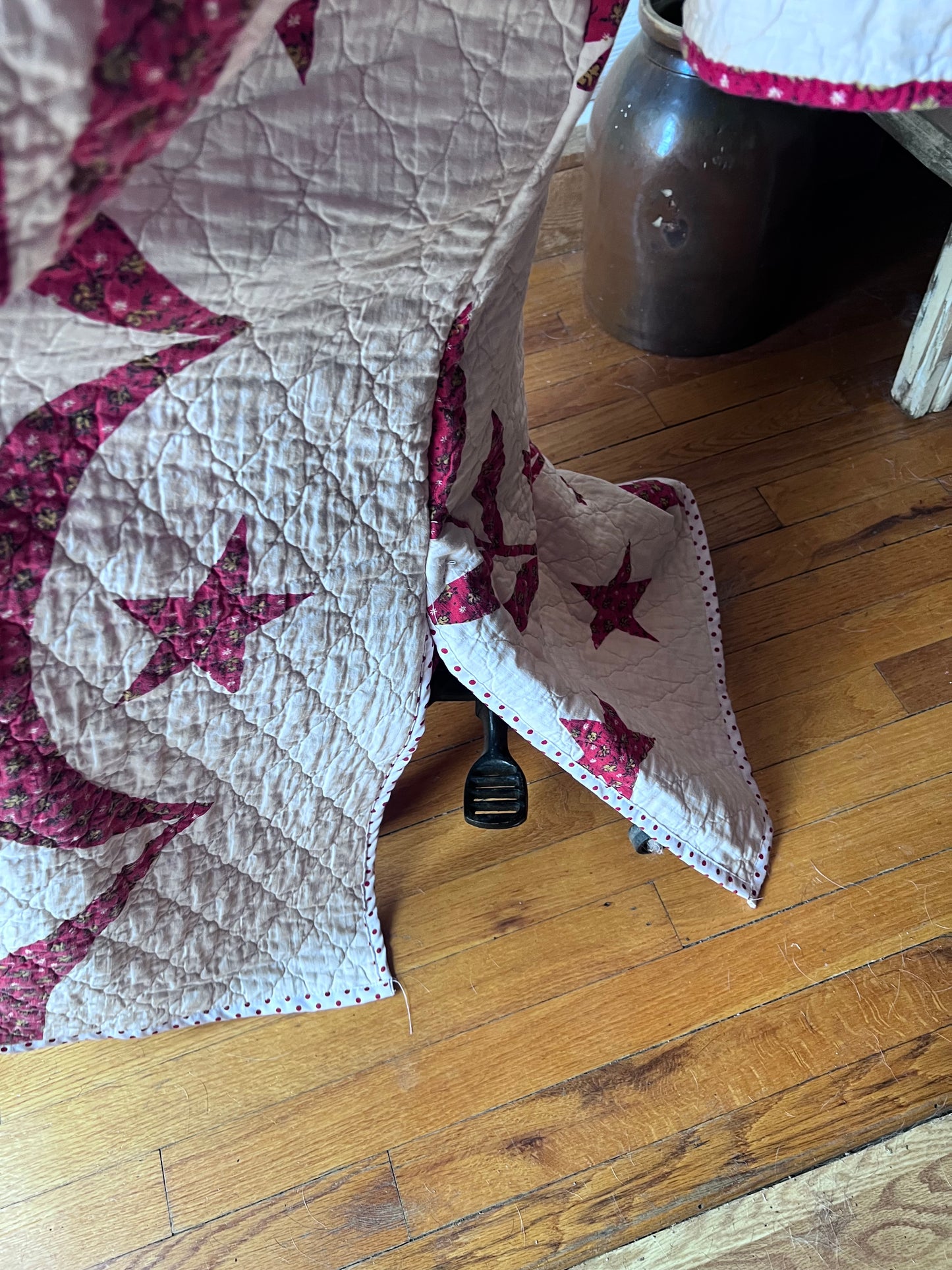 Wrap yourself in American heritage with this stunning Duster, crafted from a cherished vintage eagle Americana quilt