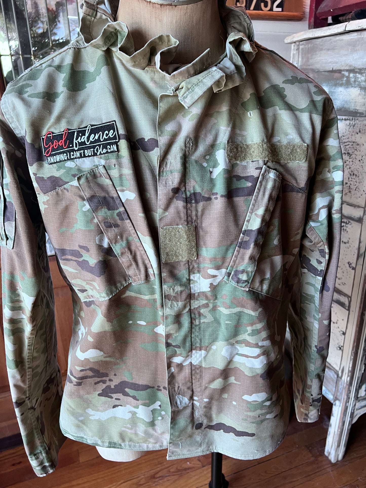 One of a Kind Camo Jacket Designed with Patriotism and Faith