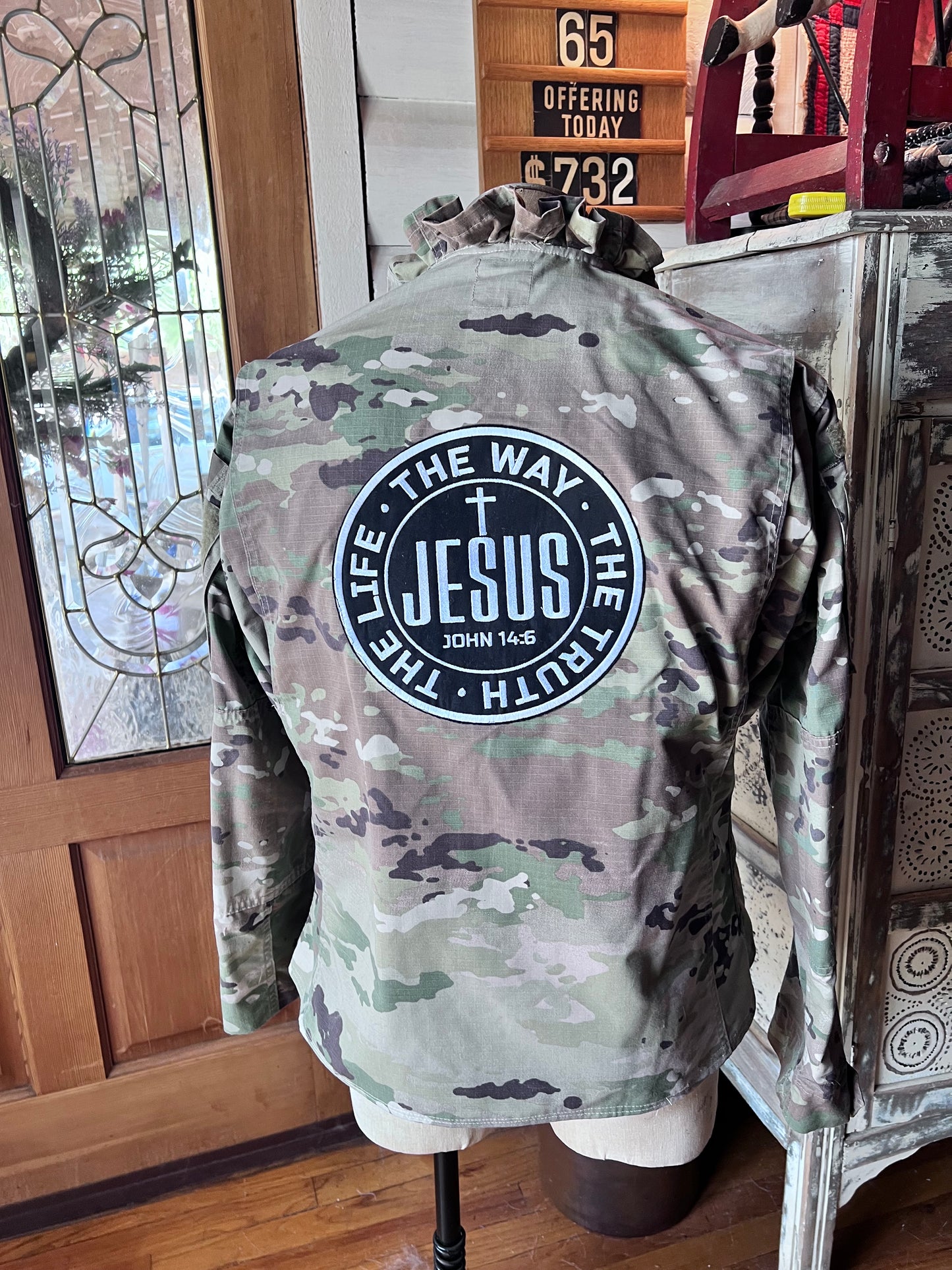 One of a Kind Camo Jacket Designed with Patriotism and Faith