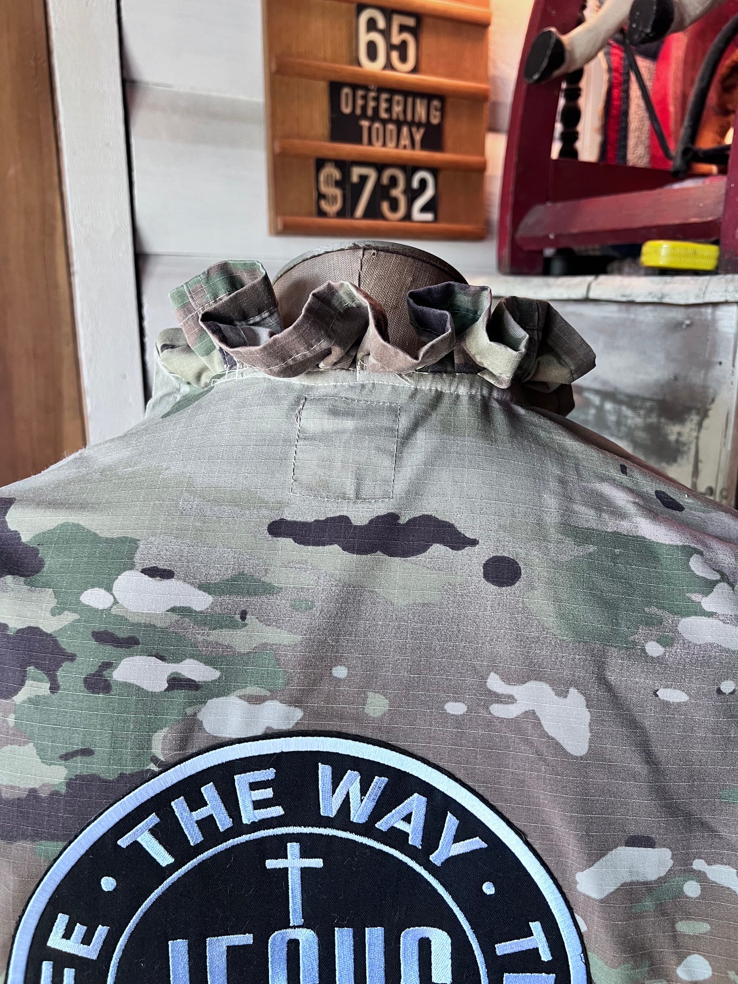 One of a Kind Camo Jacket Designed with Patriotism and Faith