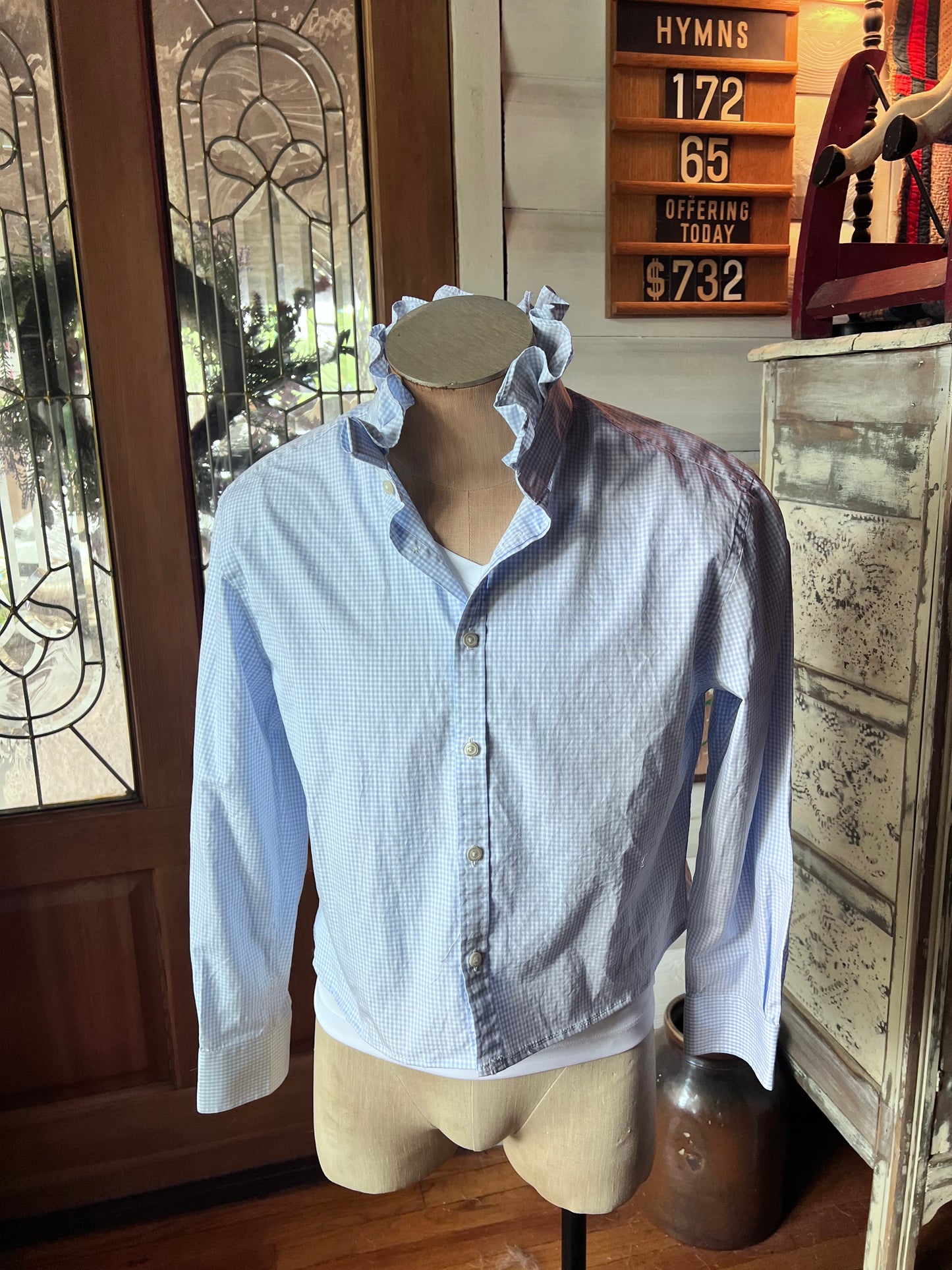 Upcycled Men's Shirt Made for Feminine Style and One of a Kind Sophistication